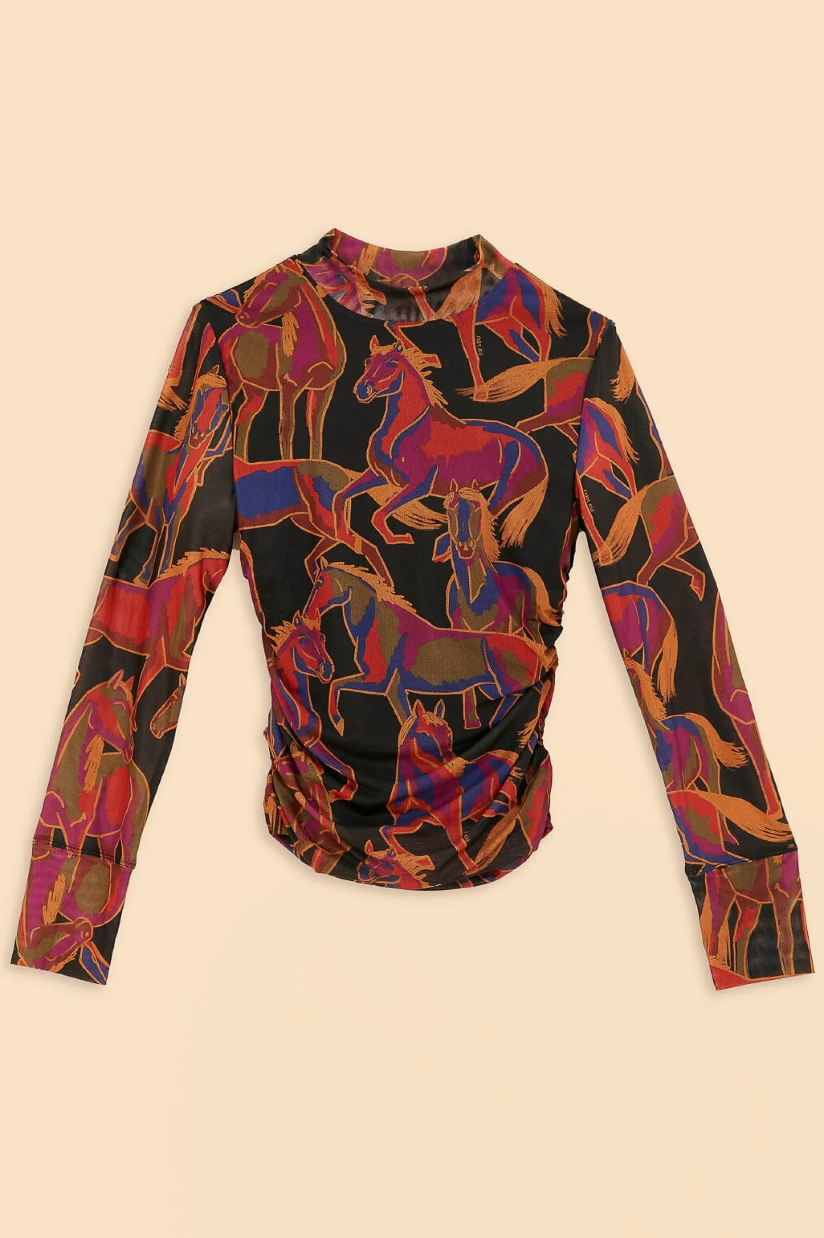 FARM Rio BLACK WILD HORSES TULLE BLOUSE Store