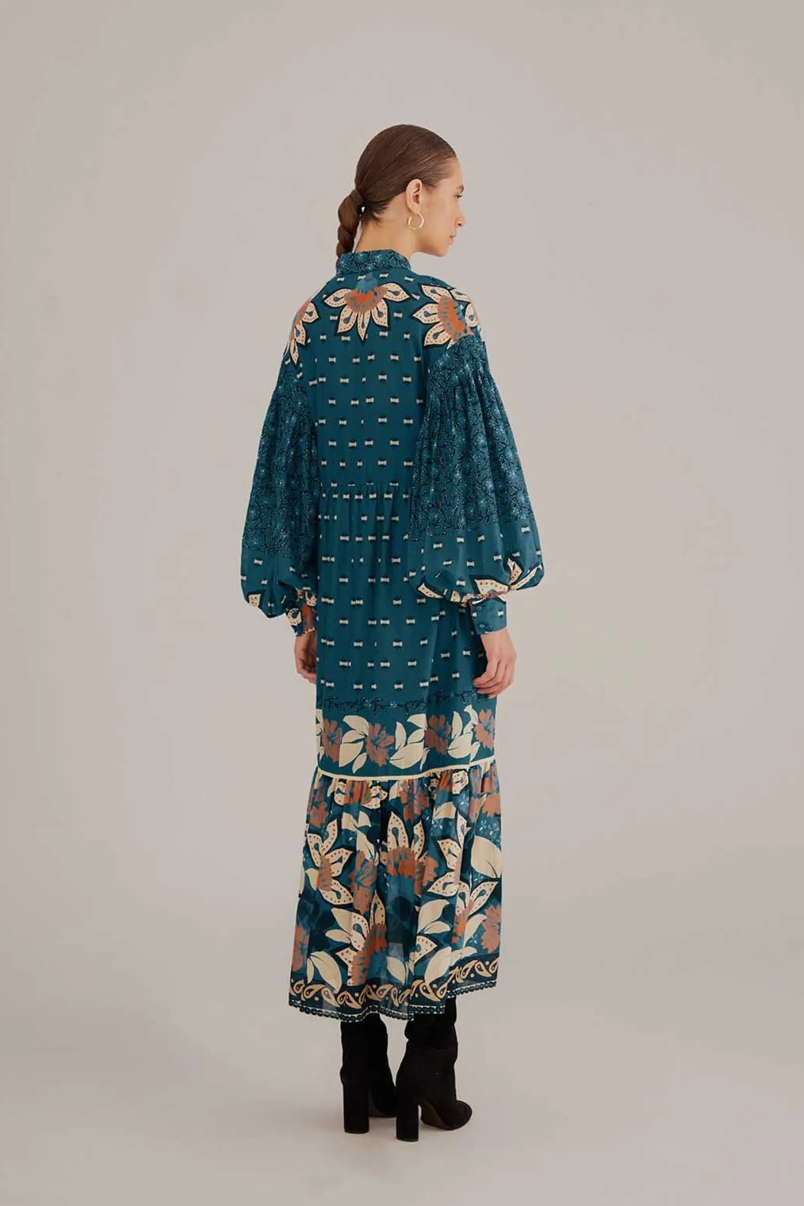 FARM Rio BLUE AINIKA CHILL MAXI SHIRTDRESS Clearance