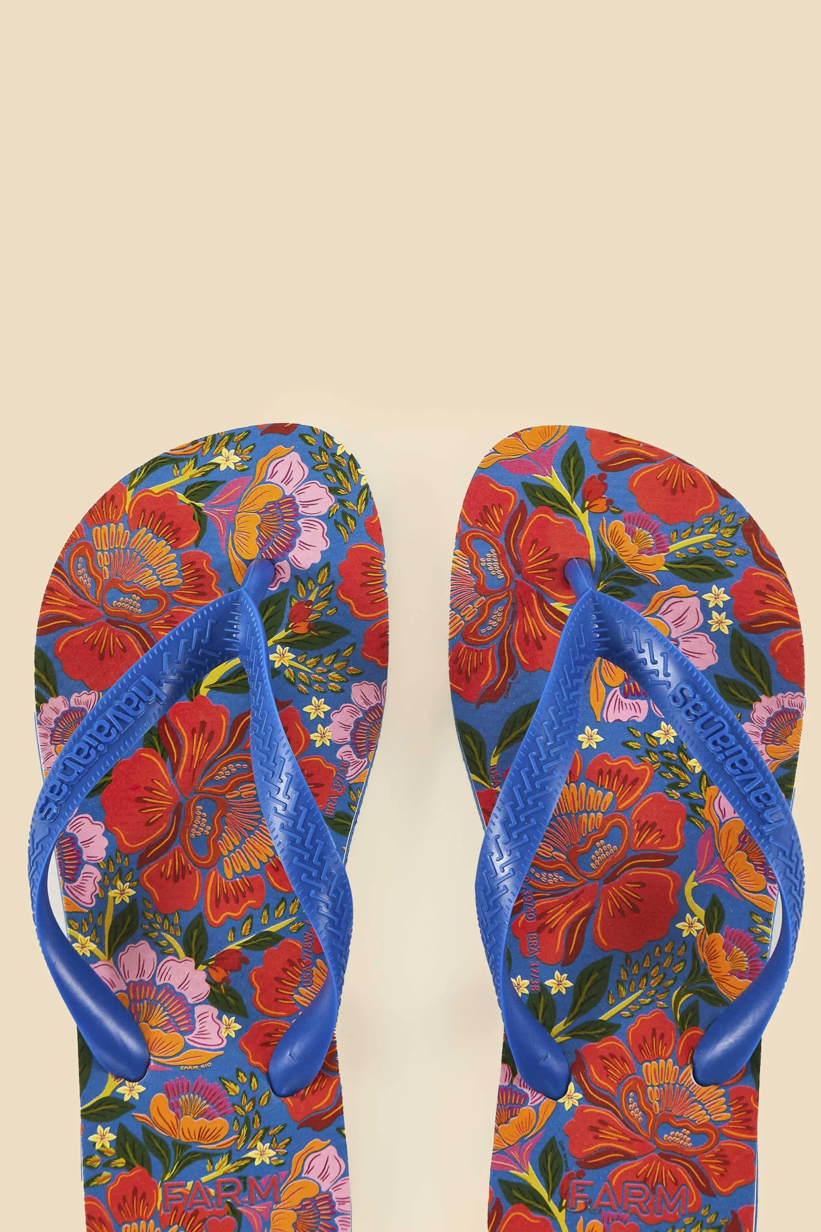 FARM Rio BLUE FLOWERS GARDEN HAVAIANAS SANDALS Cheap