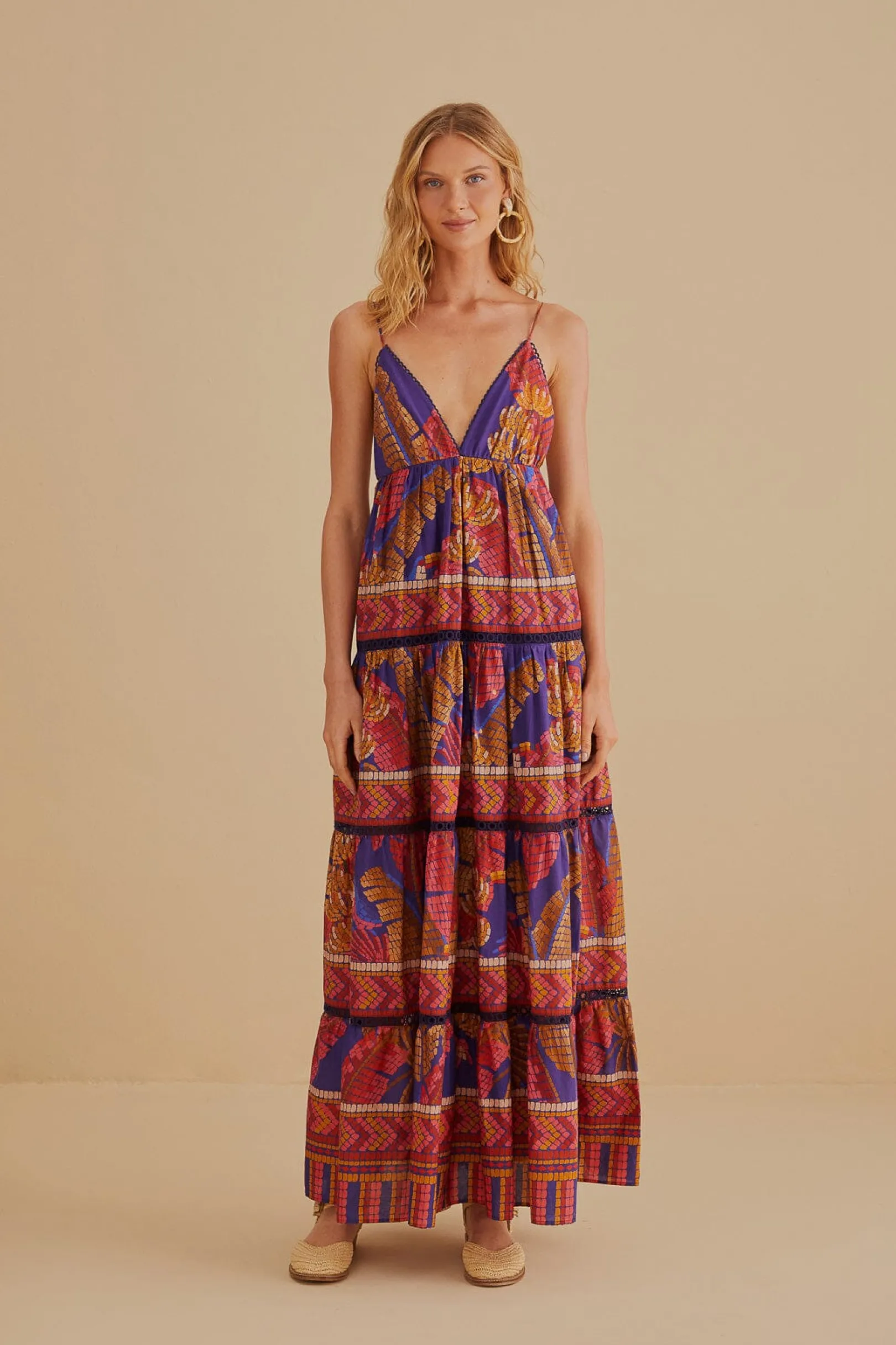 FARM Rio BLUE FOREST MOSAIC SLEEVELESS MAXI DRESS Clearance