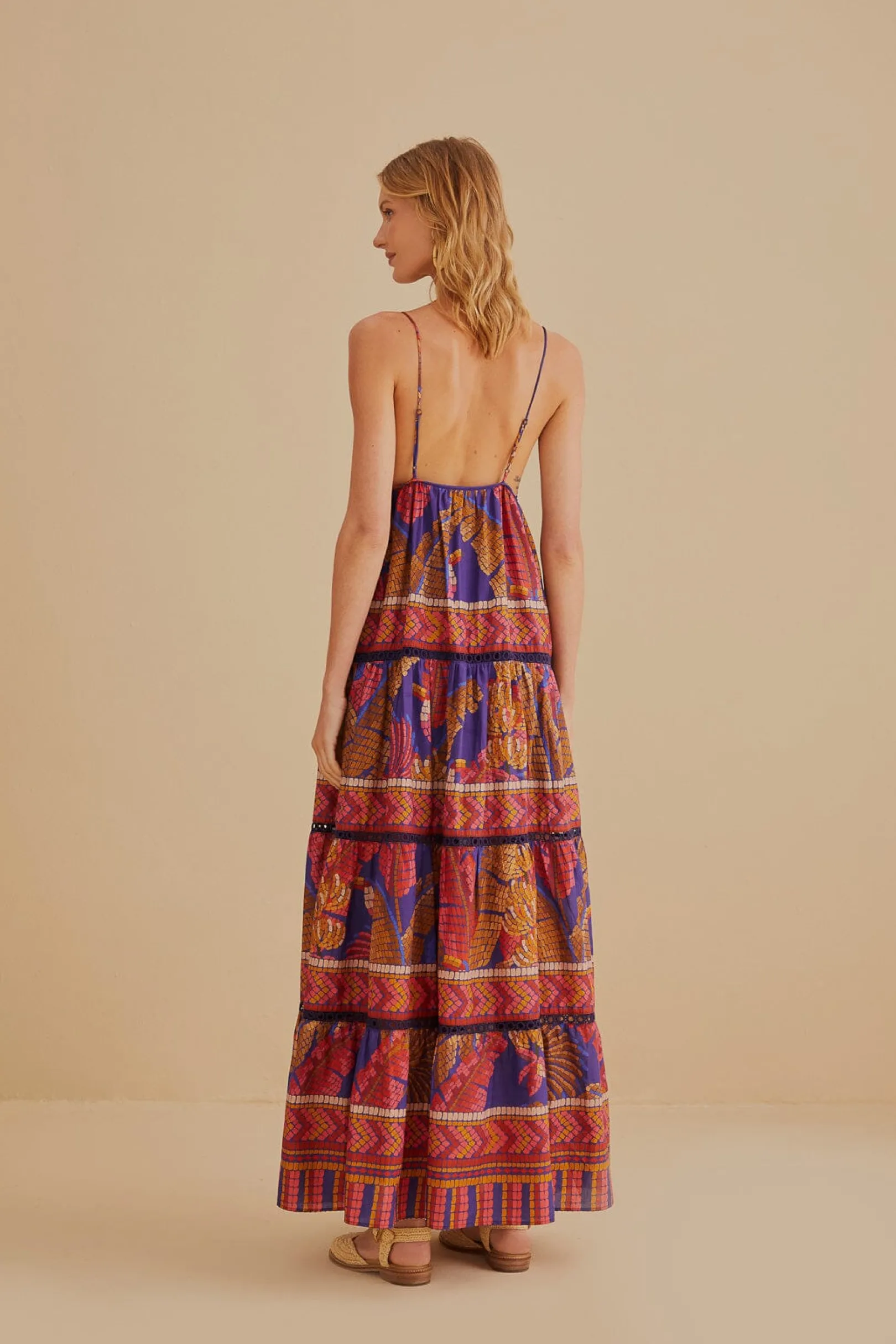 FARM Rio BLUE FOREST MOSAIC SLEEVELESS MAXI DRESS Clearance