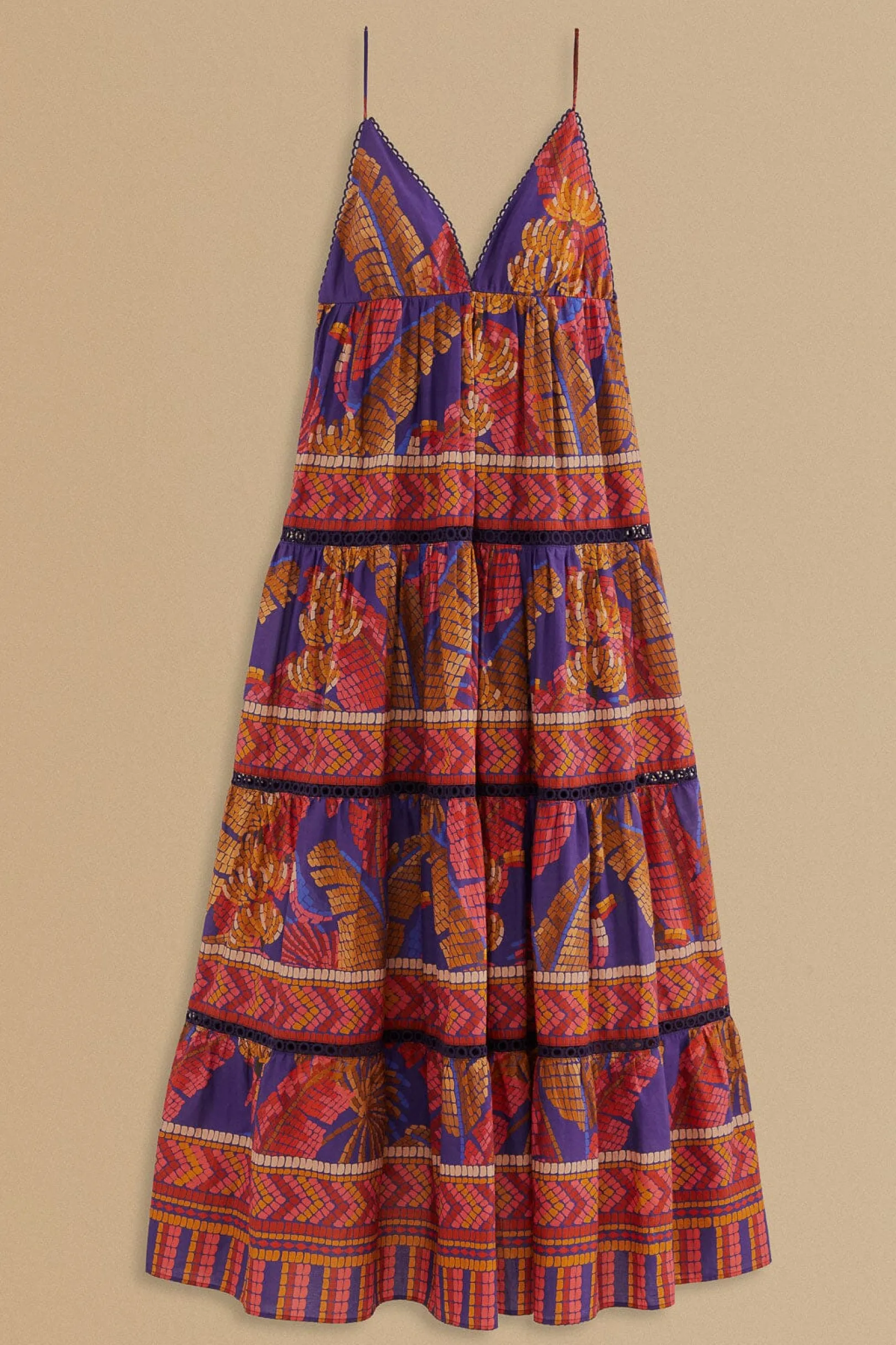 FARM Rio BLUE FOREST MOSAIC SLEEVELESS MAXI DRESS Clearance