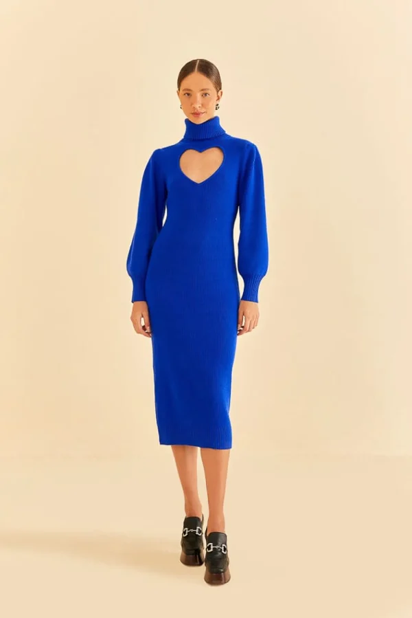 FARM Rio BLUE HEART NECKLINE KNIT DRESS Best Sale