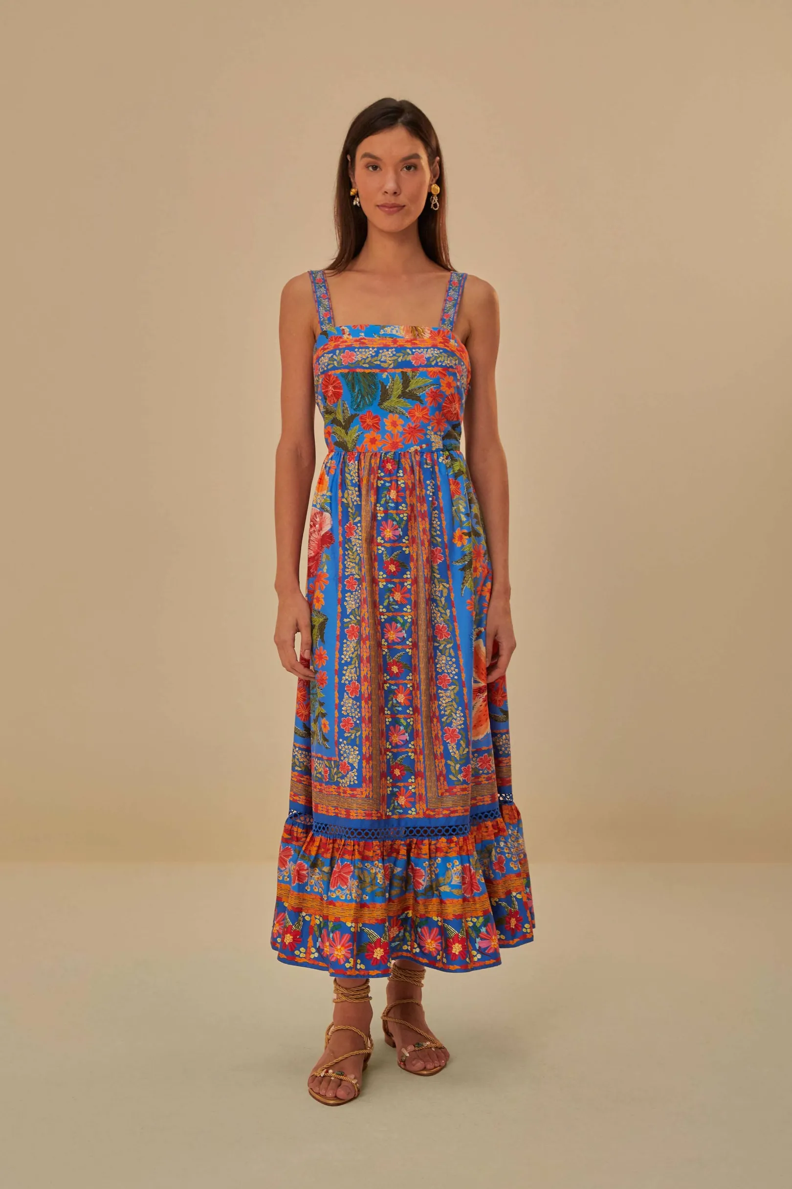 FARM Rio BLUE STITCHED GARDEN MAXI DRESS Shop