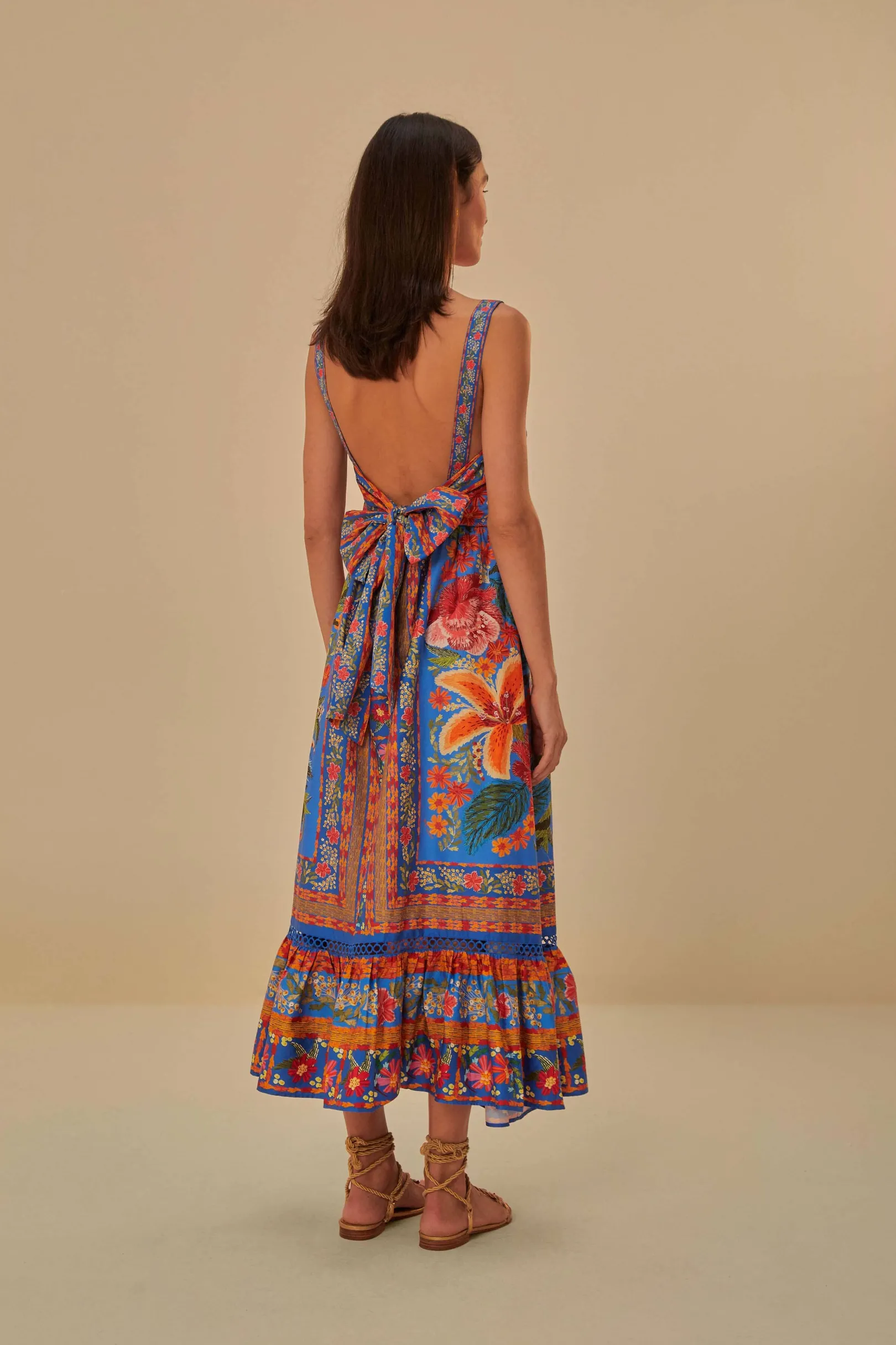 FARM Rio BLUE STITCHED GARDEN MAXI DRESS Shop