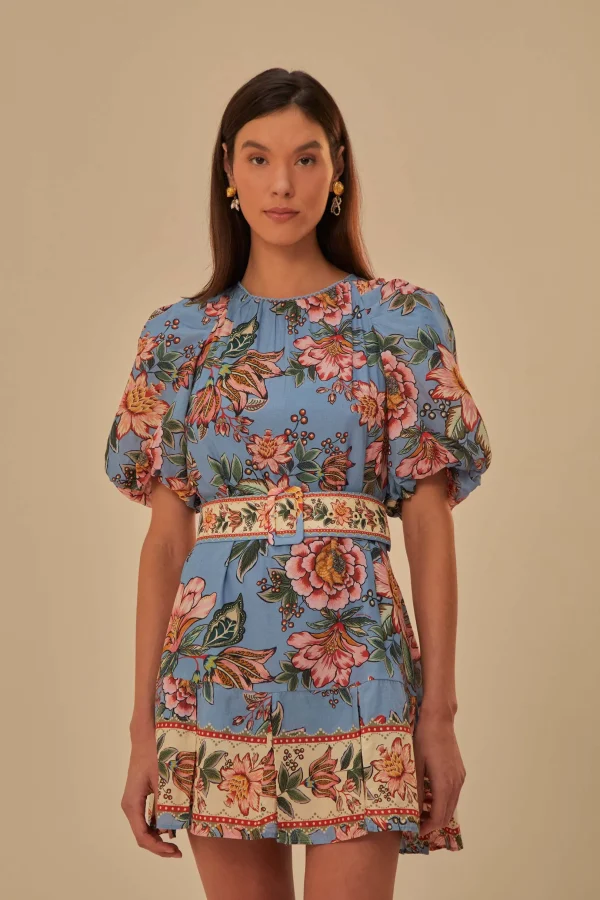 FARM Rio BLUE WONDERFUL BOUQUET MINI DRESS New