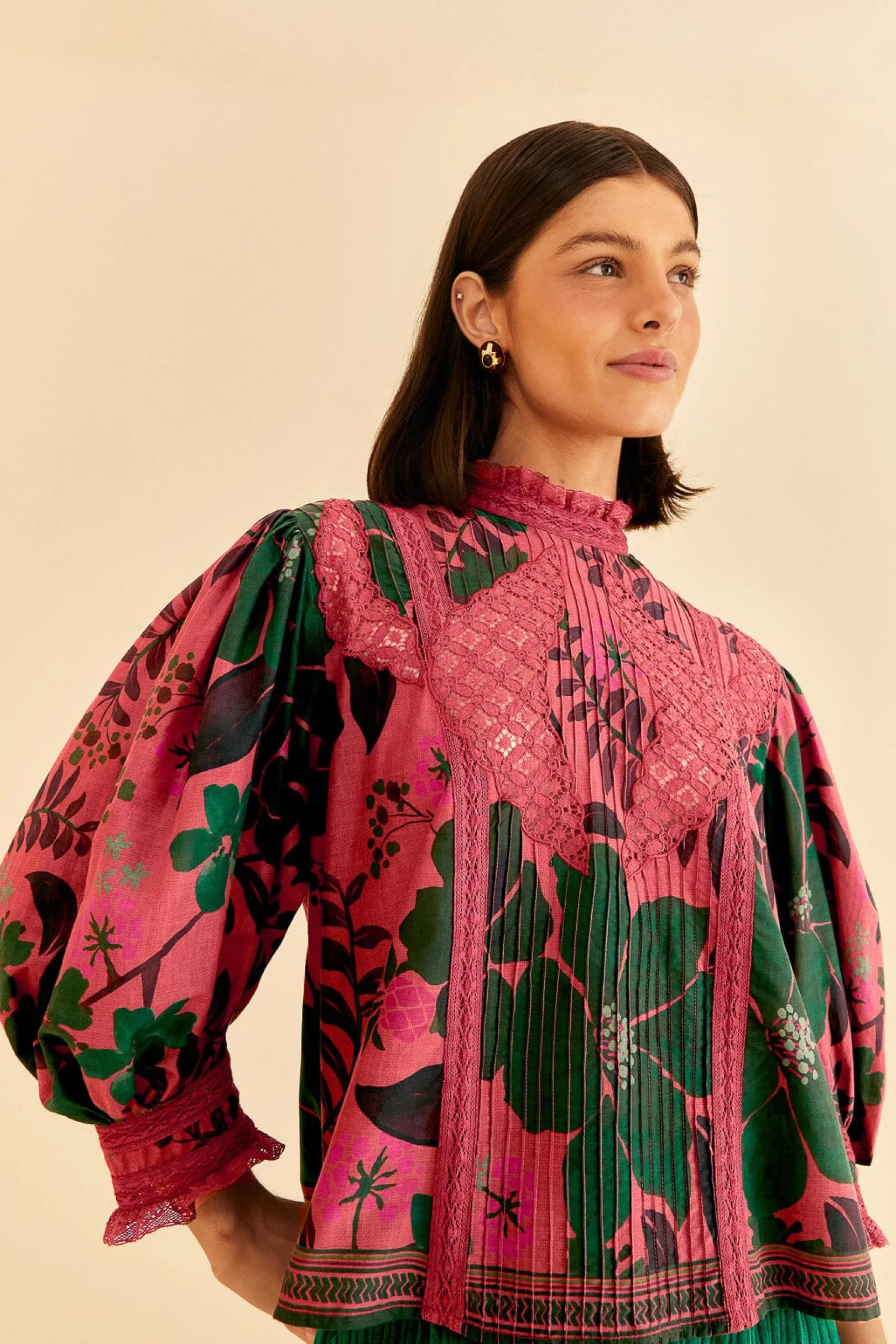 FARM Rio BLUSH FLORAL YARD BLOUSE New