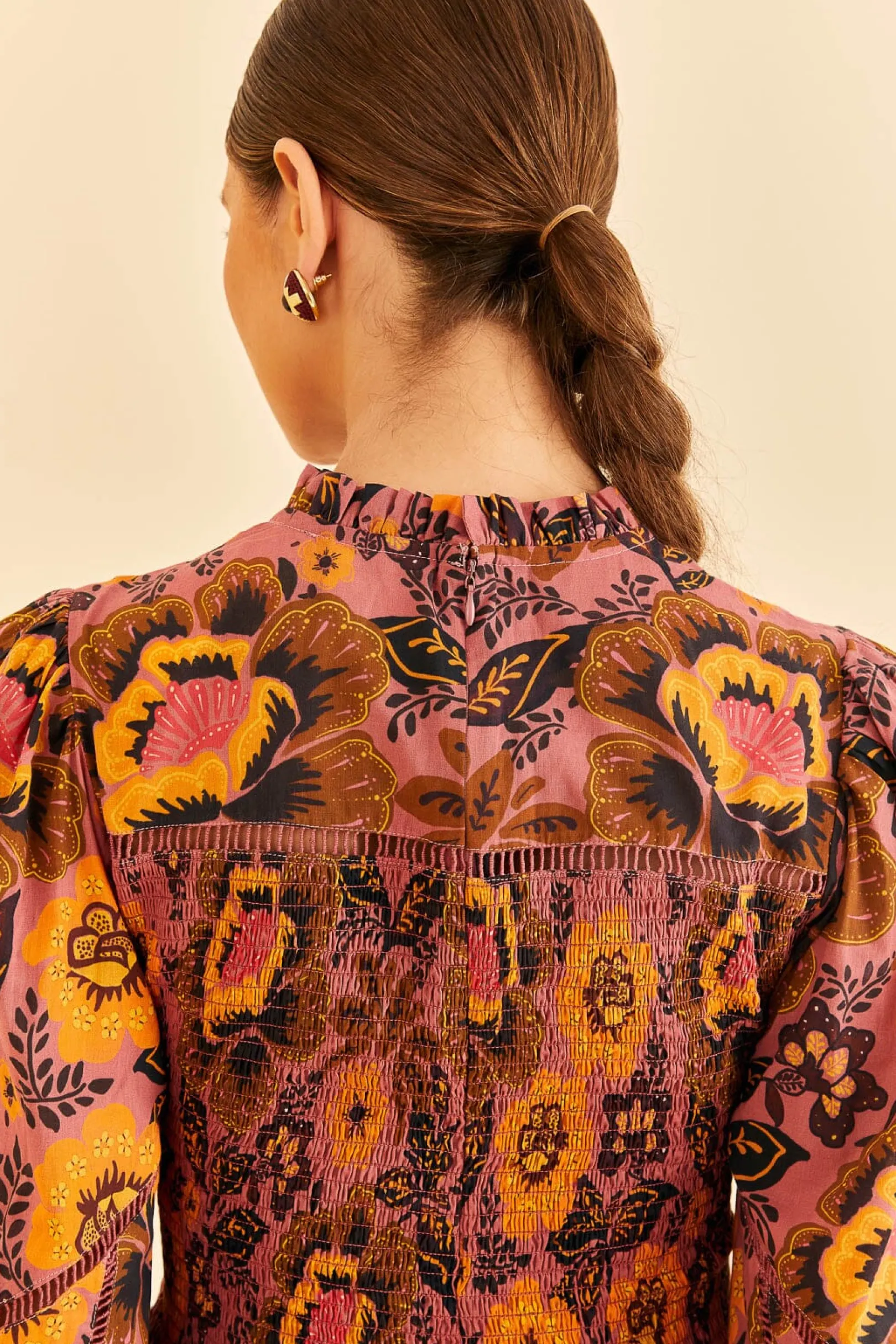 FARM Rio BLUSH GARDEN BLOOM SMOCKED BLOUSE Best