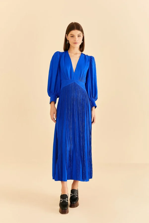 FARM Rio BRIGHT BLUE FRINGES MAXI DRESS Clearance