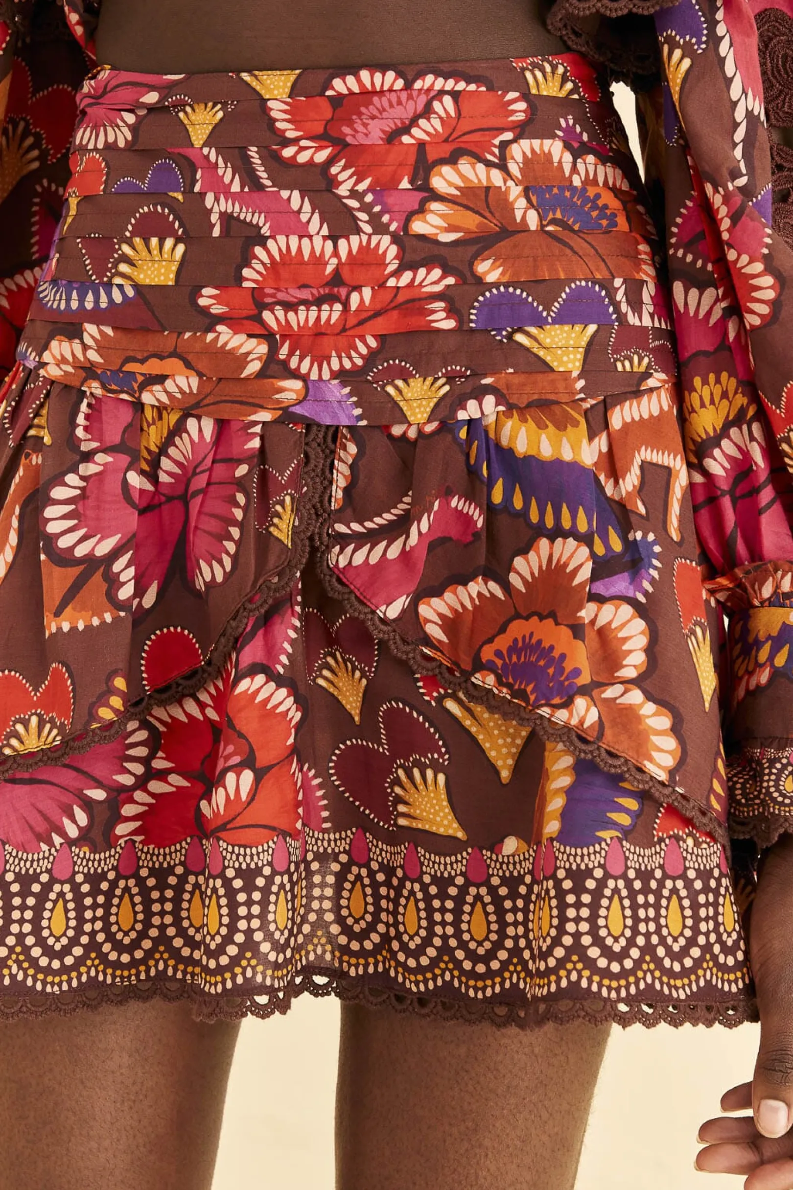 FARM Rio BROWN BRIGHT FLORA MINI SKIRT Best