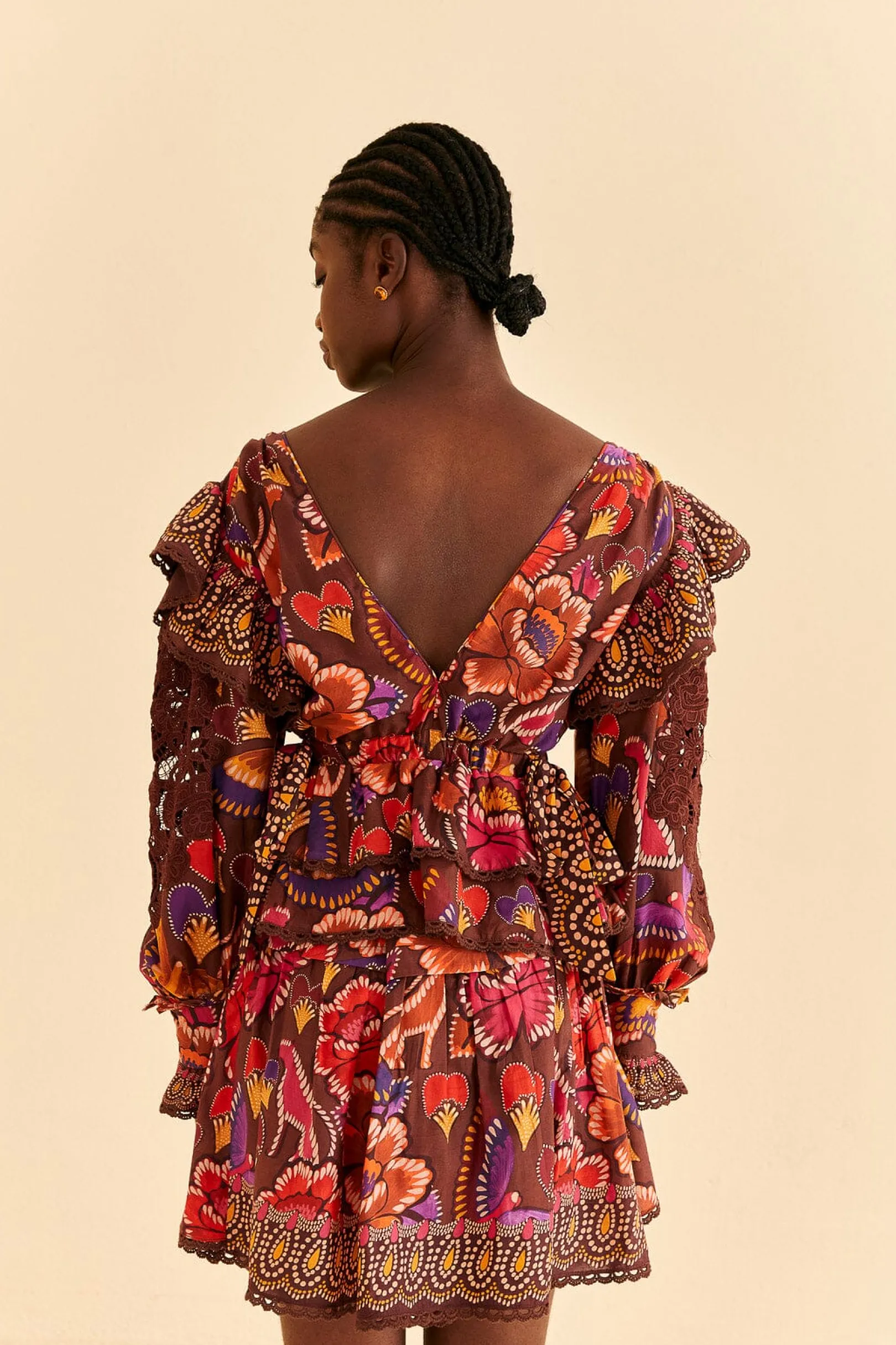 FARM Rio BROWN BRIGHT FLORA MINI SKIRT Best