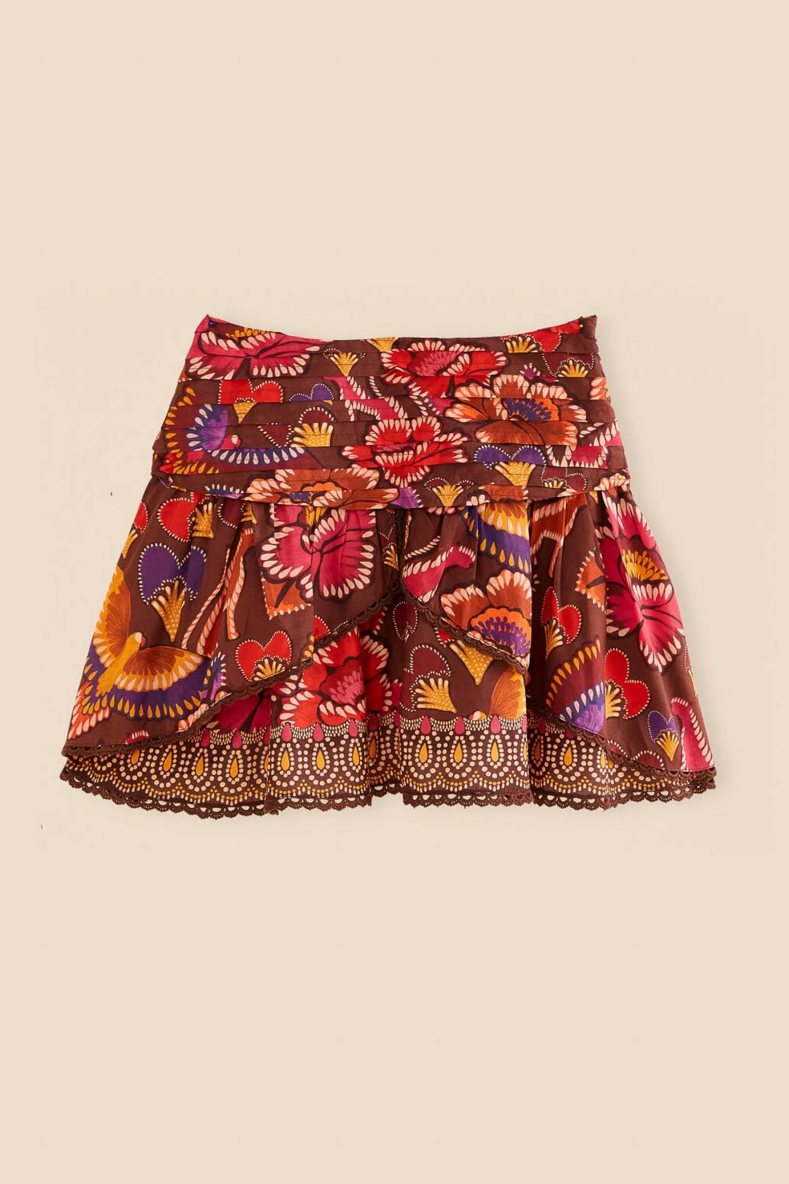 FARM Rio BROWN BRIGHT FLORA MINI SKIRT Best