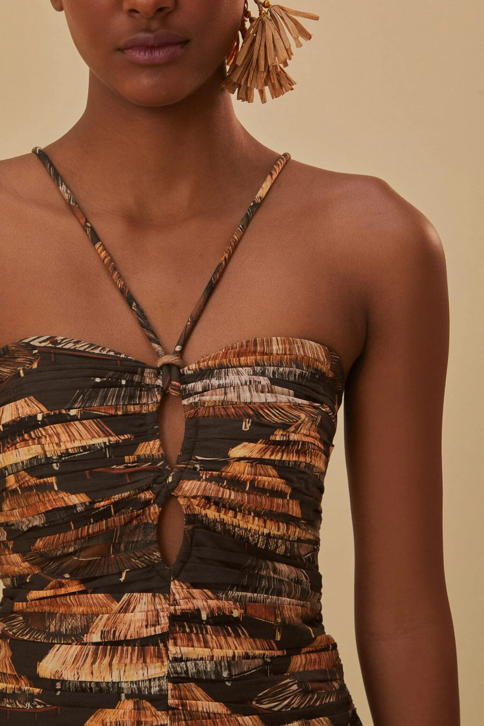 FARM Rio BROWN SHUHU MAXI DRESS SLEEVELESS Clearance