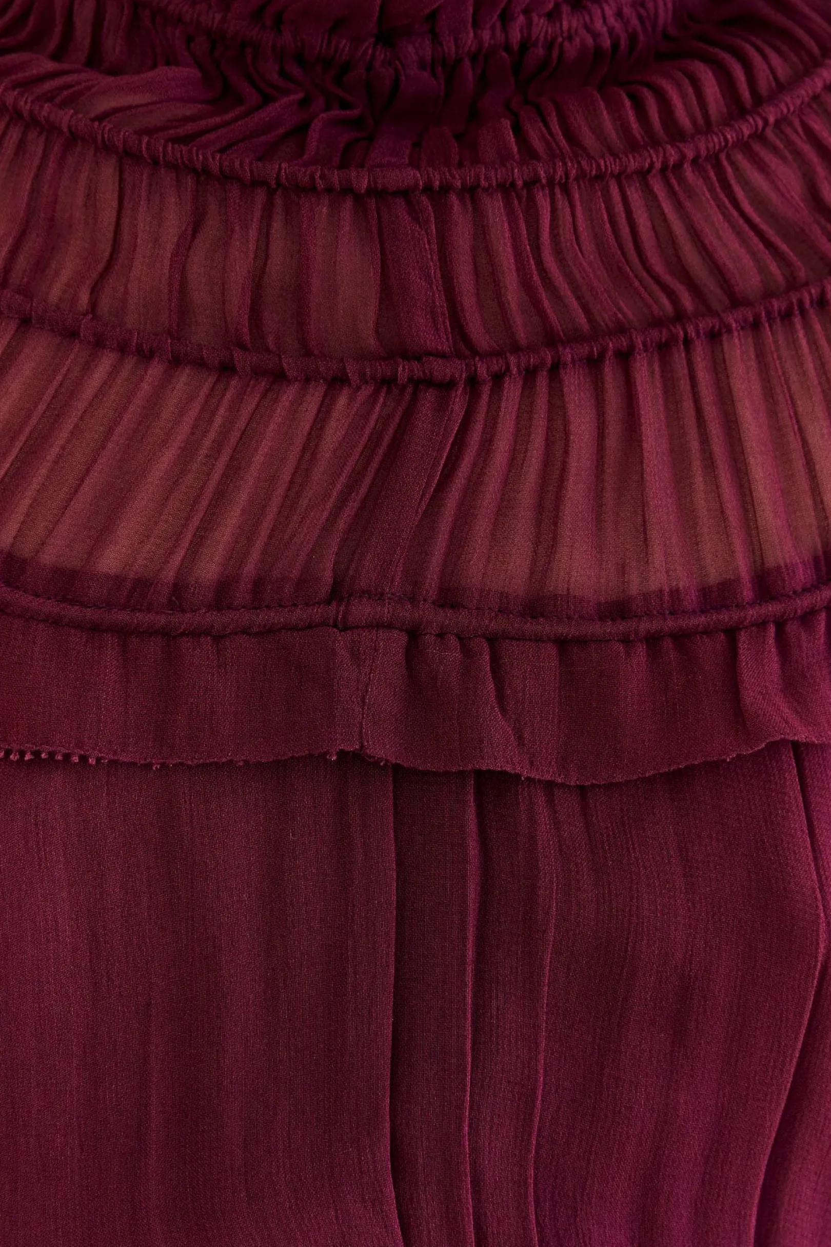 FARM Rio BURGUNDY RUFFLE HIGH NECK BLOUSE Best