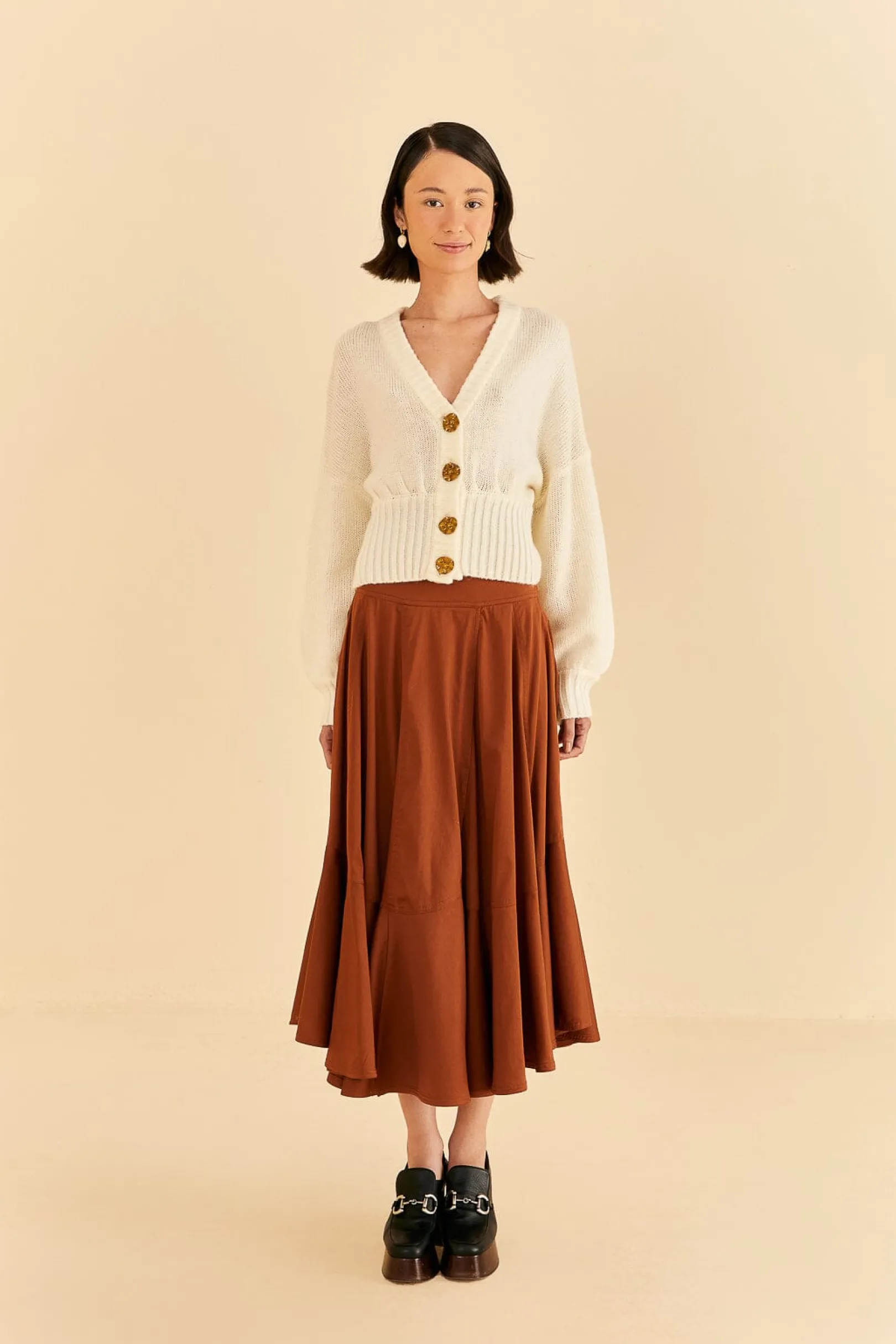 FARM Rio CARAMEL RUFFLE MAXI SKIRT Discount