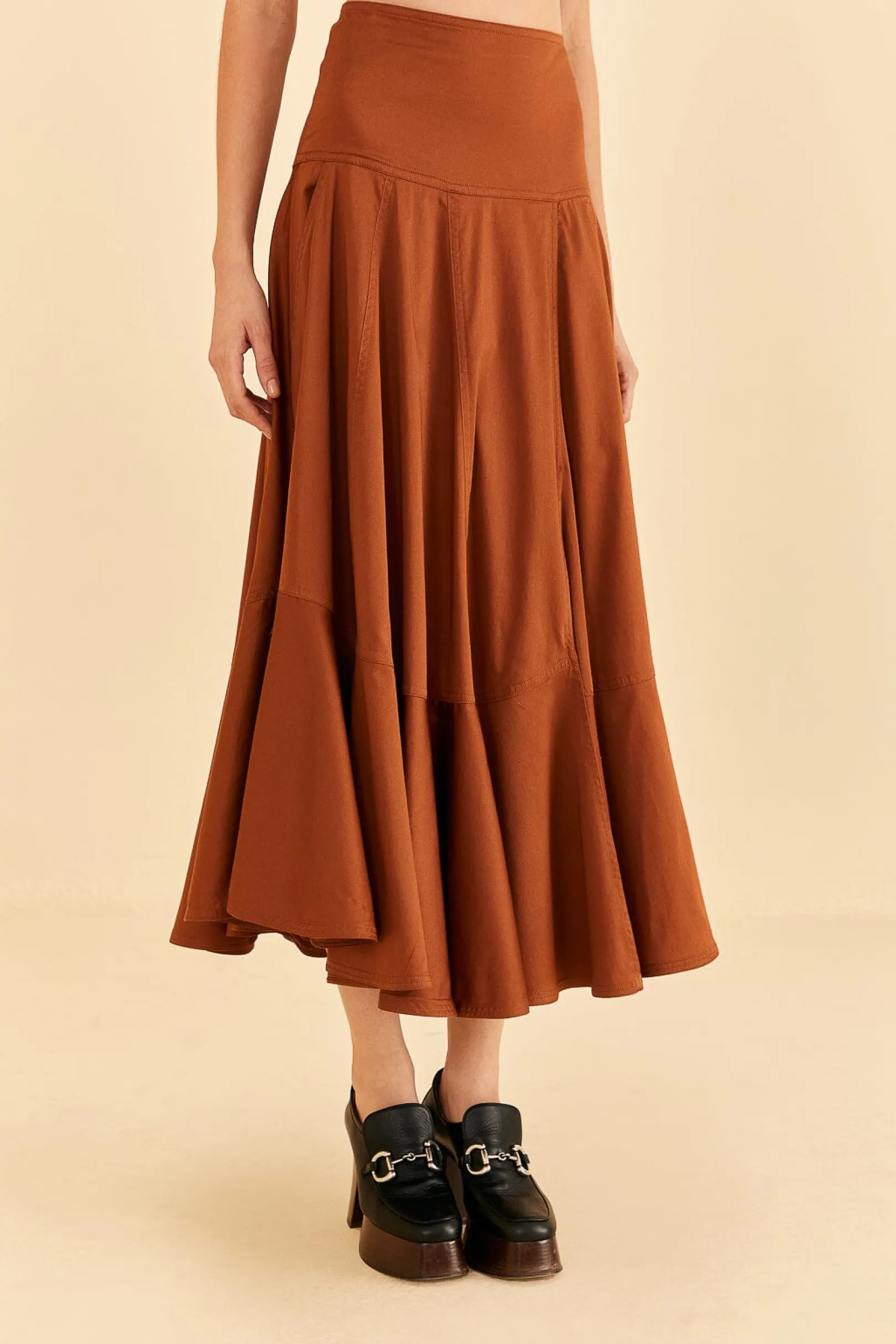 FARM Rio CARAMEL RUFFLE MAXI SKIRT Discount