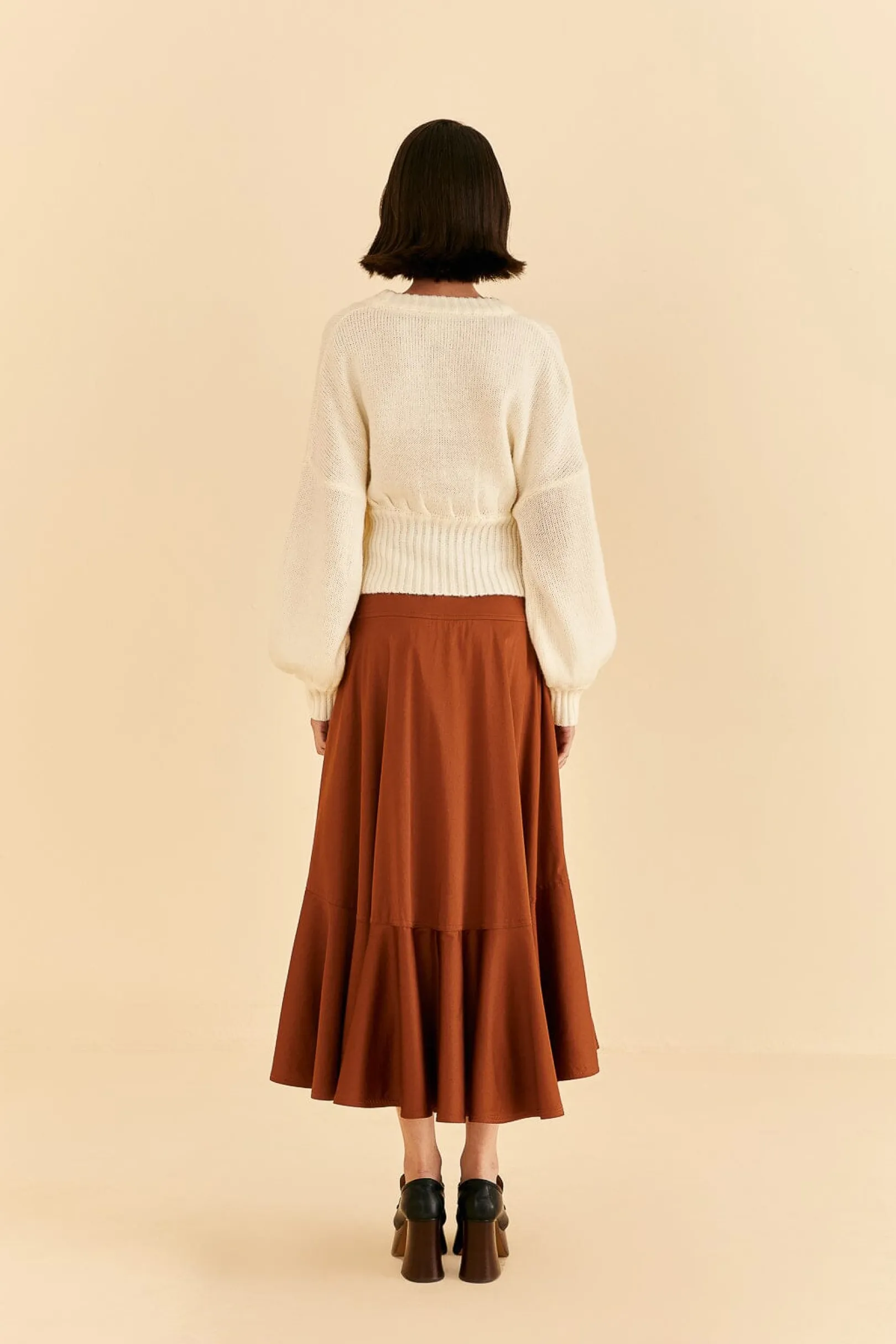 FARM Rio CARAMEL RUFFLE MAXI SKIRT Discount