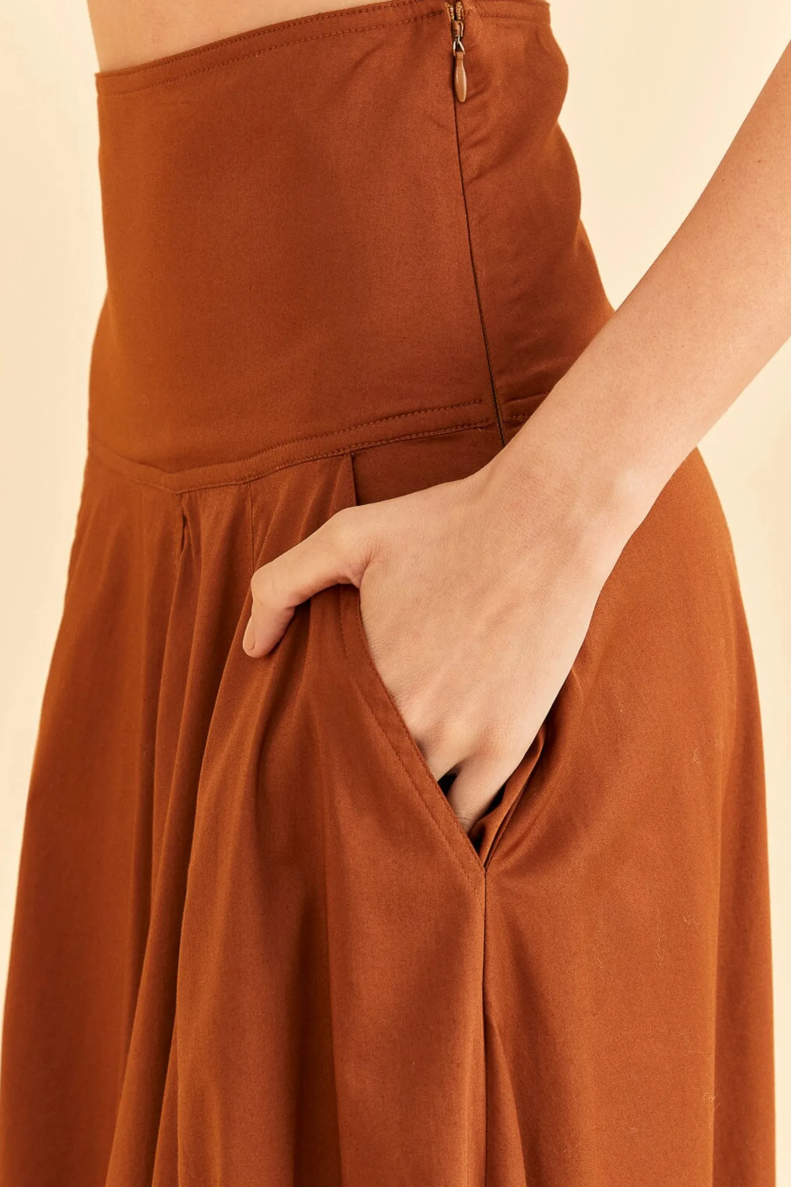 FARM Rio CARAMEL RUFFLE MAXI SKIRT Discount