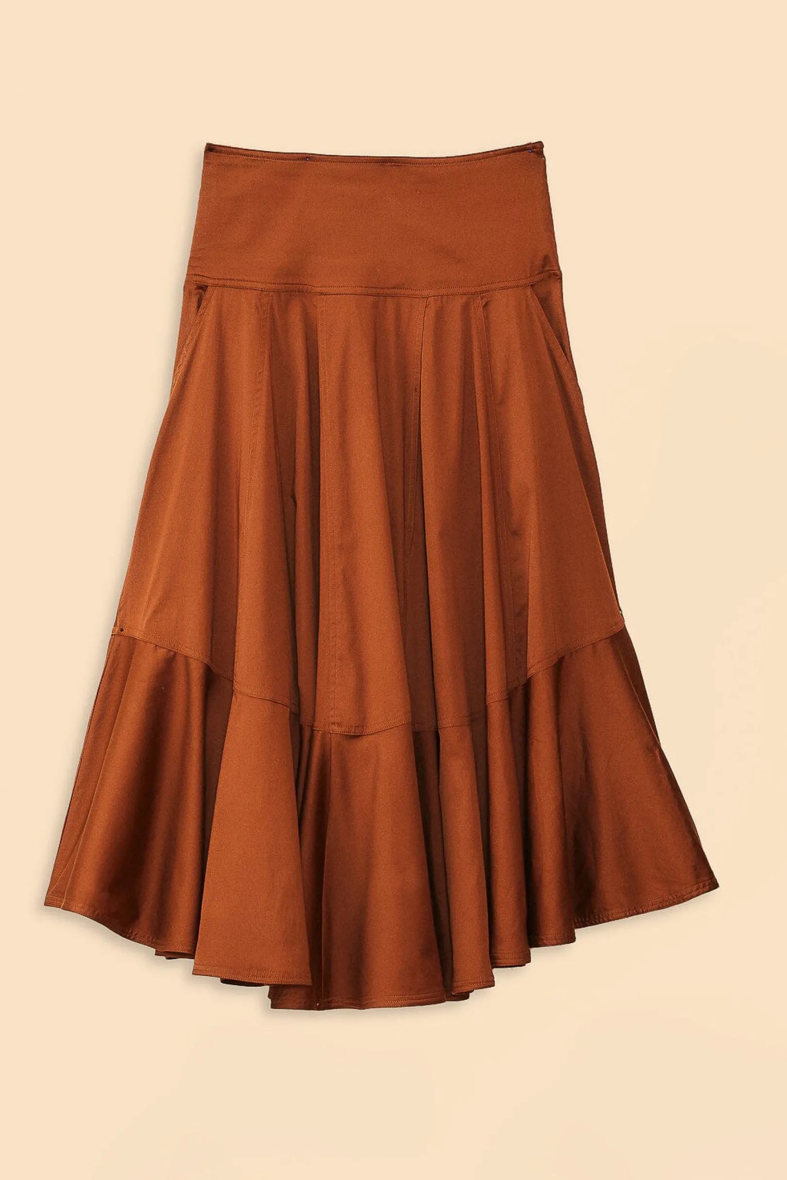 FARM Rio CARAMEL RUFFLE MAXI SKIRT Discount