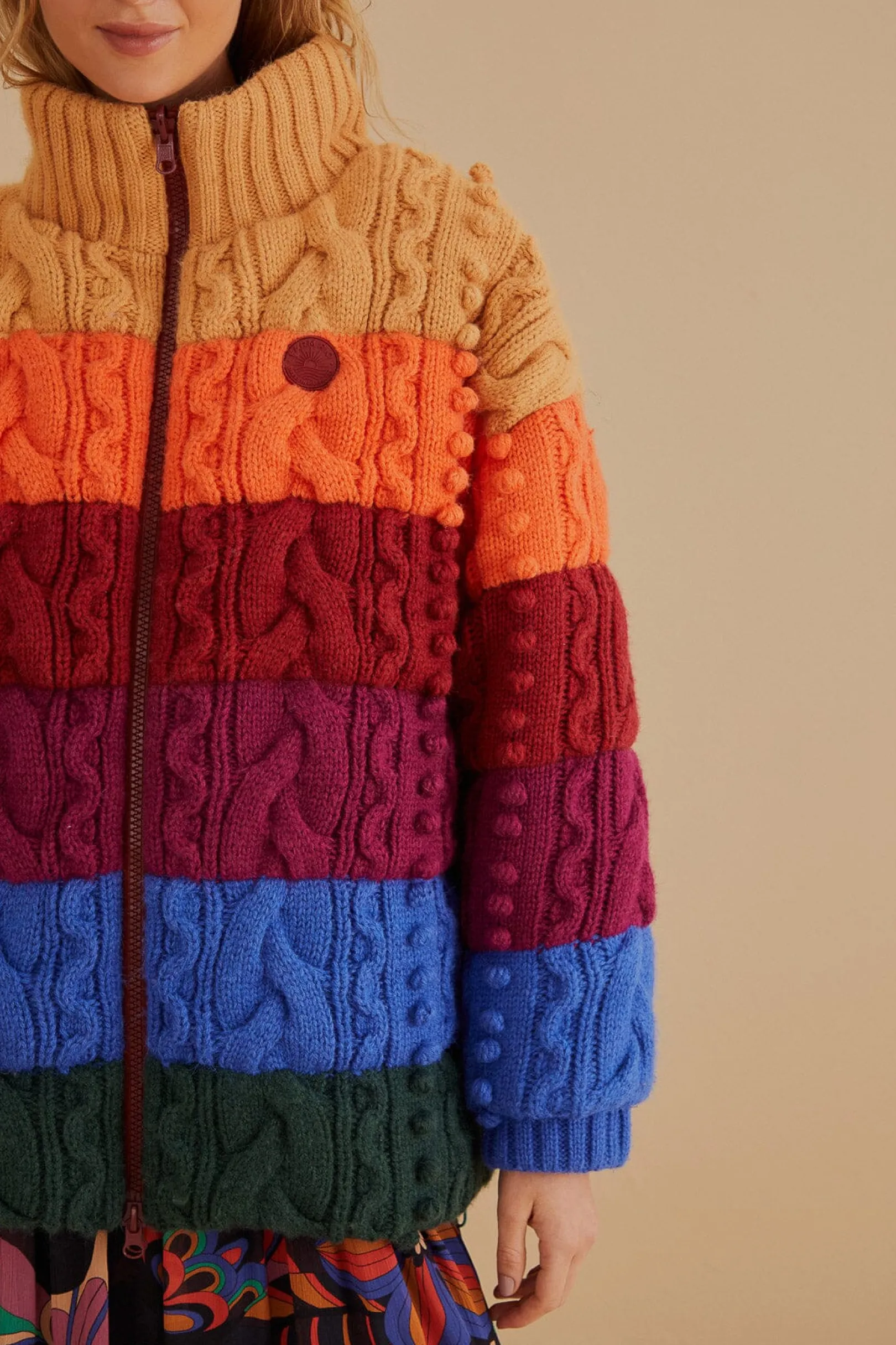 FARM Rio COLORFUL STRIPES KNIT REVERSIBLE PUFFER JACKET Clearance