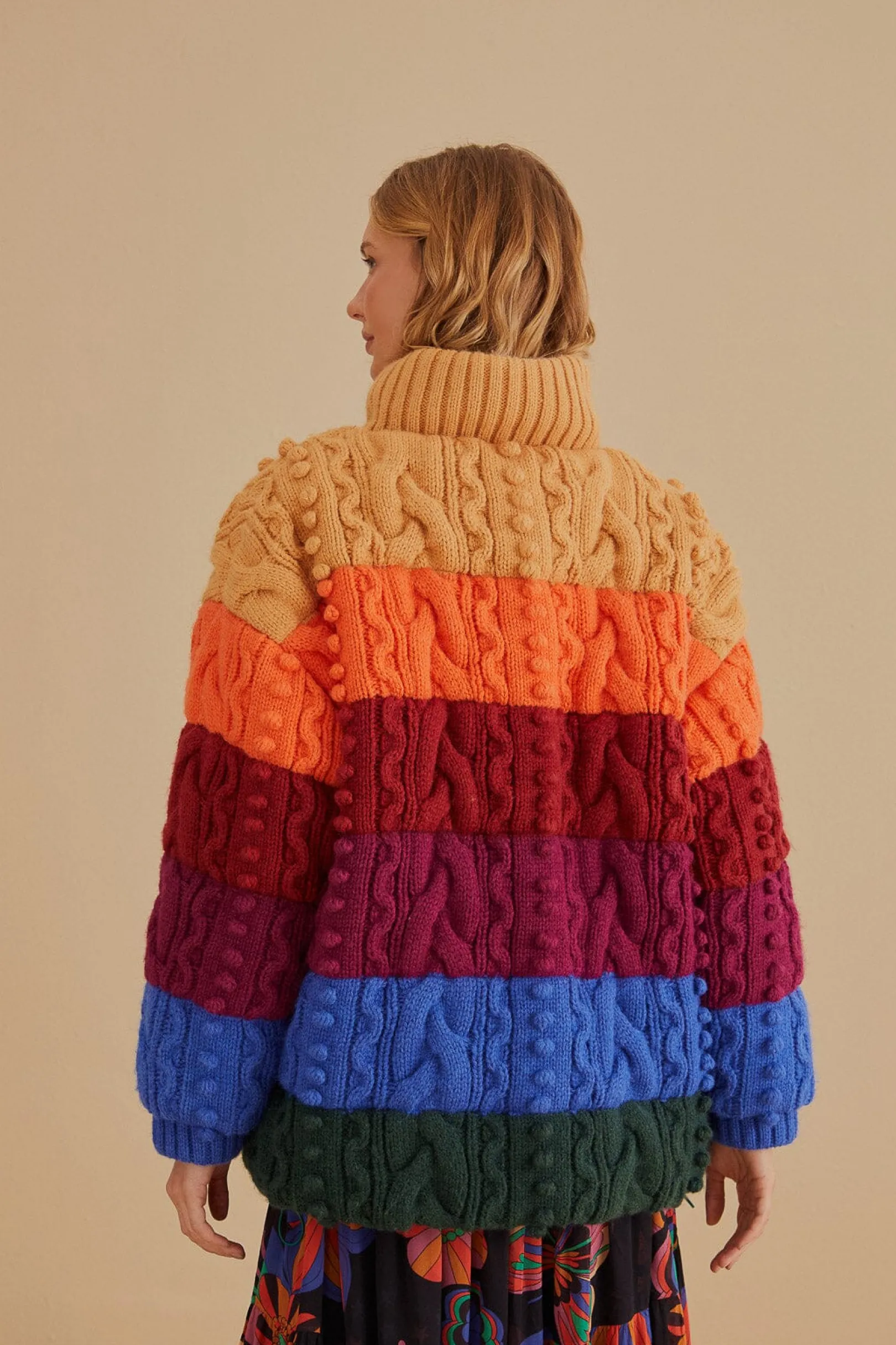 FARM Rio COLORFUL STRIPES KNIT REVERSIBLE PUFFER JACKET Clearance