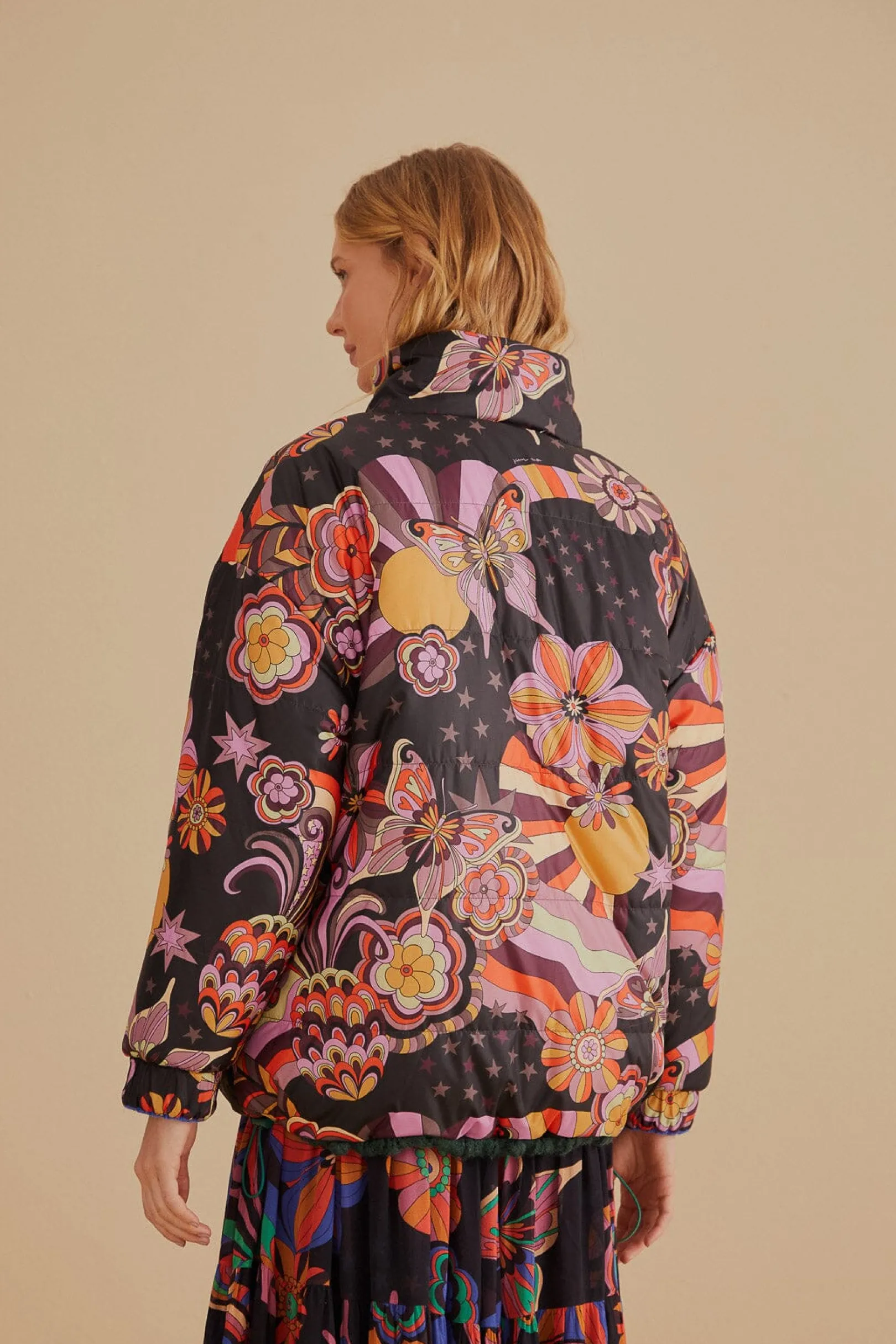 FARM Rio COLORFUL STRIPES KNIT REVERSIBLE PUFFER JACKET Clearance