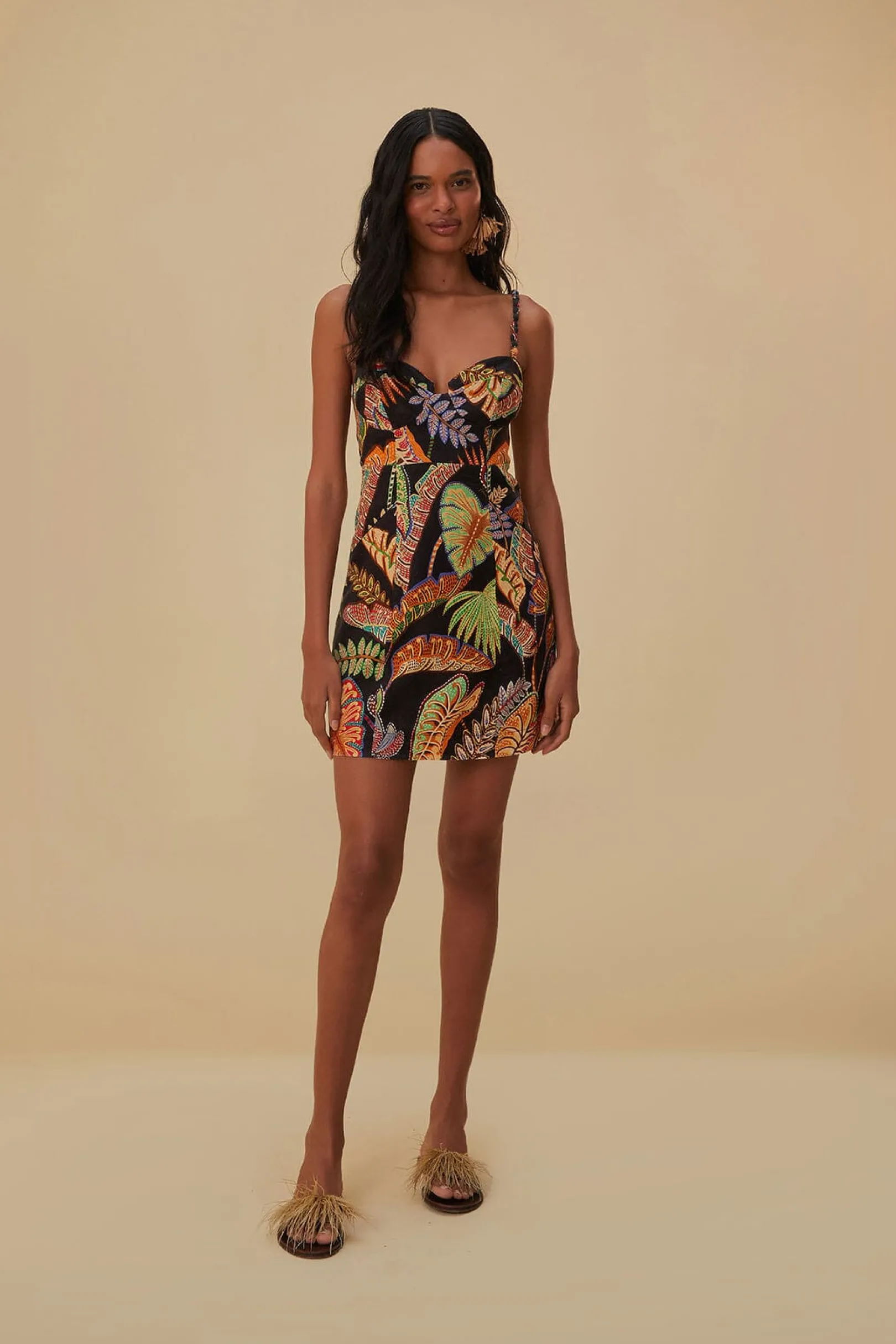 FARM Rio COOL FOLIAGE BLACK MINI DRESS Online