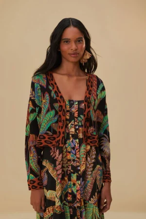 FARM Rio COOL FOLIAGE CROPPED KNIT CARDIGAN Fashion