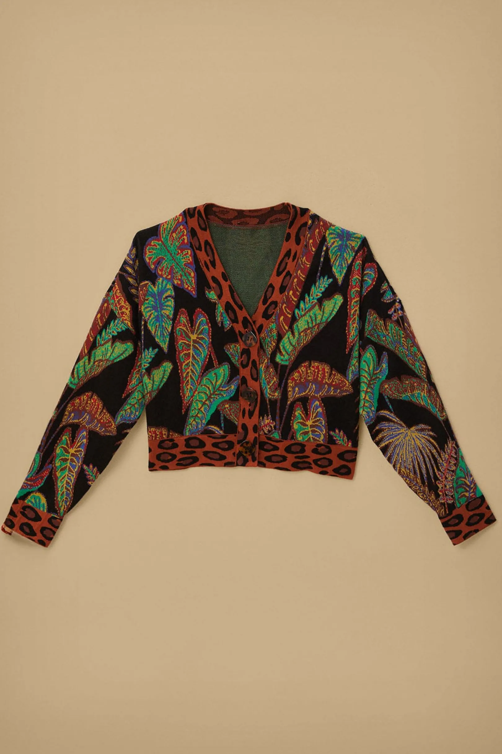 FARM Rio COOL FOLIAGE CROPPED KNIT CARDIGAN Fashion