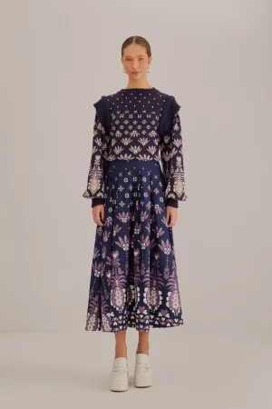 FARM Rio DARK BLUE AINIKA MARTINA MIDI SKIRT Sale