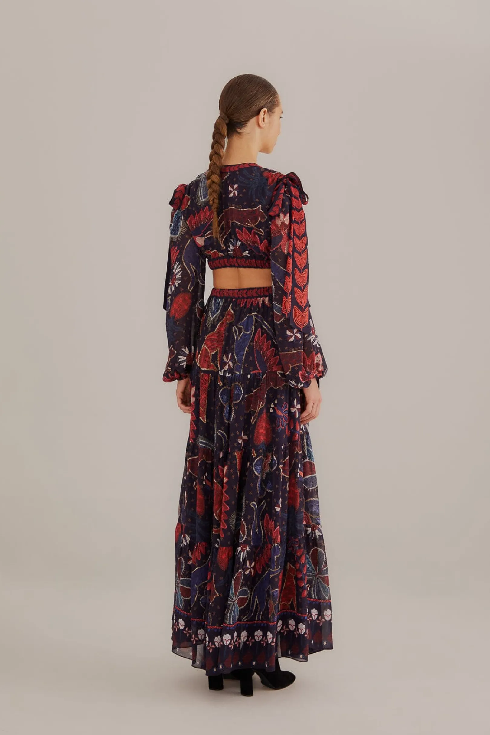 FARM Rio DARK BLUE TROPICAL SHINE CUT OUT MAXI DRESS Flash Sale