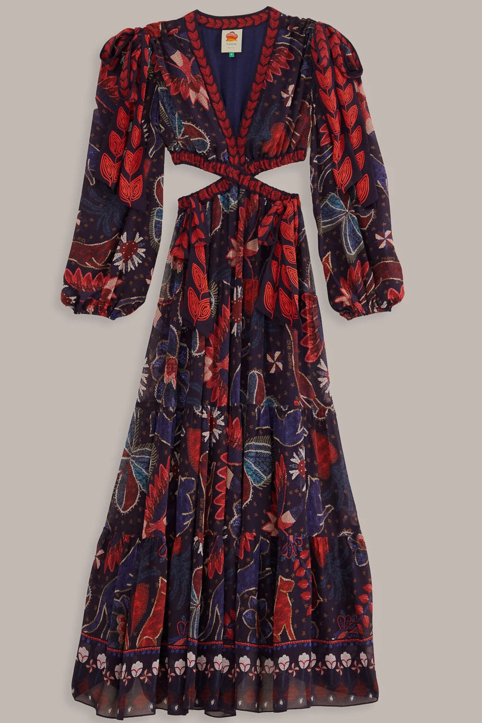 FARM Rio DARK BLUE TROPICAL SHINE CUT OUT MAXI DRESS Flash Sale