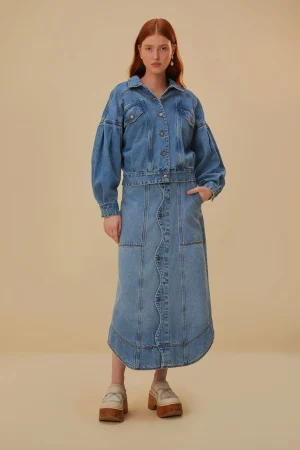 FARM Rio DENIM WAVE SKIRT Outlet