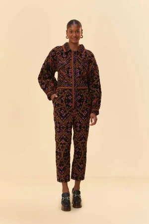 FARM Rio EMBROIDERED LONG SLEEVE JUMPSUIT Cheap