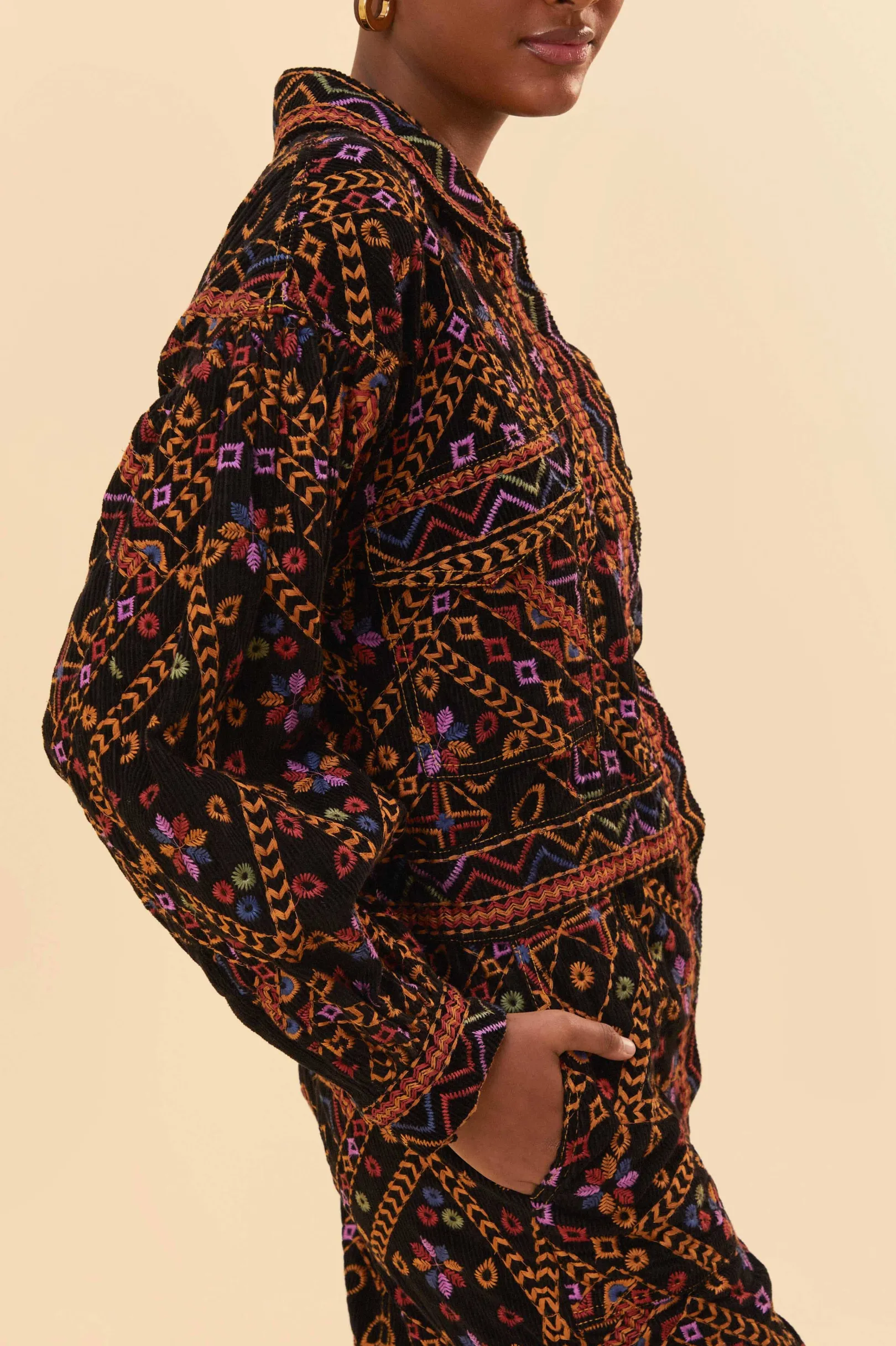 FARM Rio EMBROIDERED LONG SLEEVE JUMPSUIT Cheap