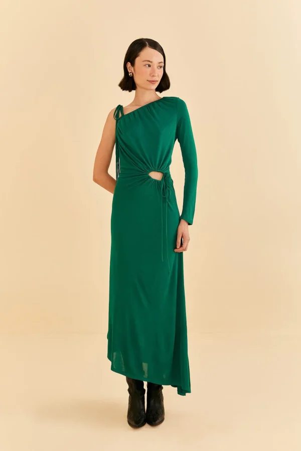 FARM Rio EMERALD ONE SHOULDER MIDI DRESS Hot