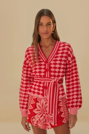 FARM Rio FAN STITCH CROCHET CARDIGAN Best Sale