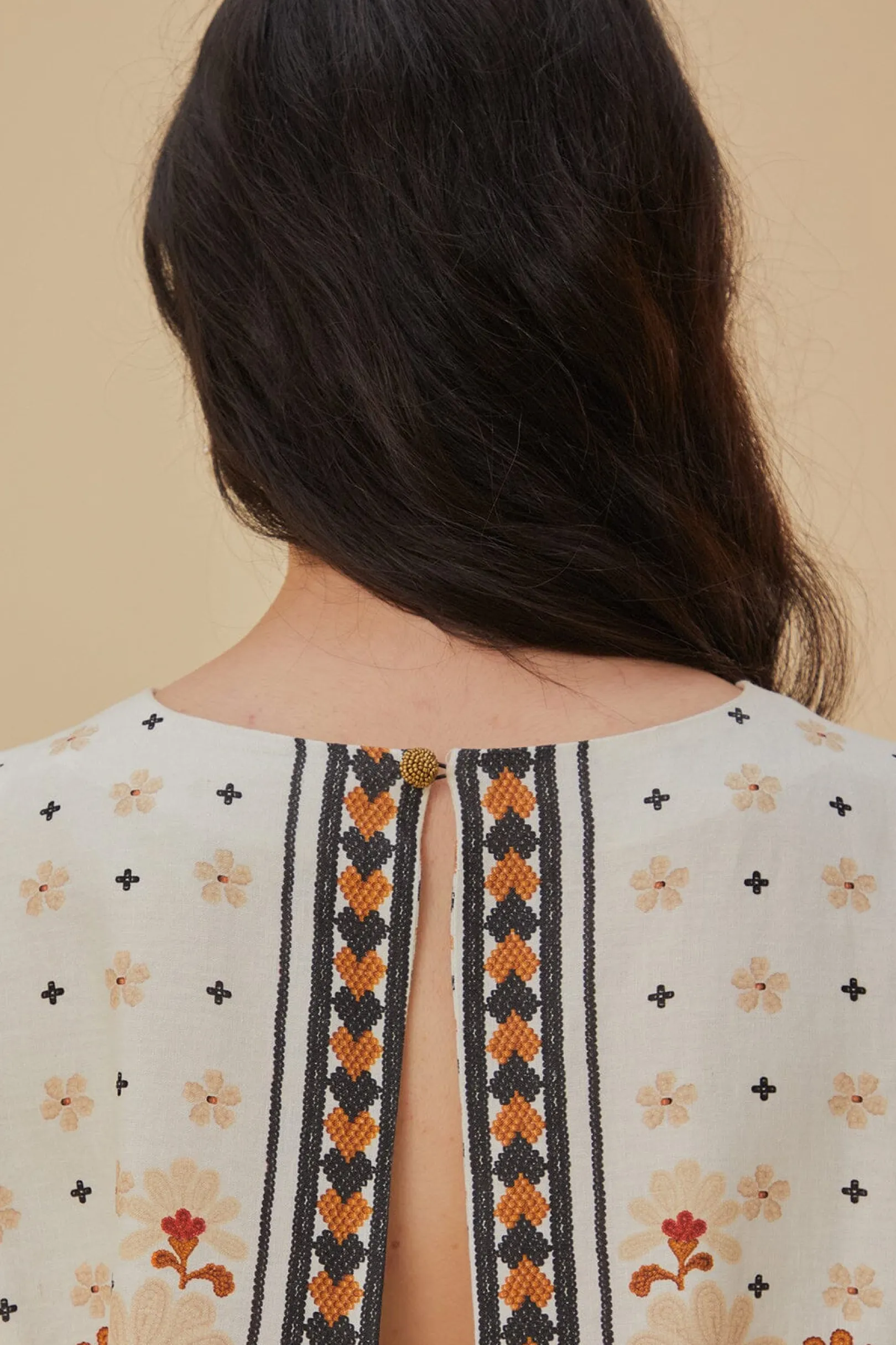 FARM Rio FLOWER FAN TAPESTRY OFF-WHITE CROPPED Store