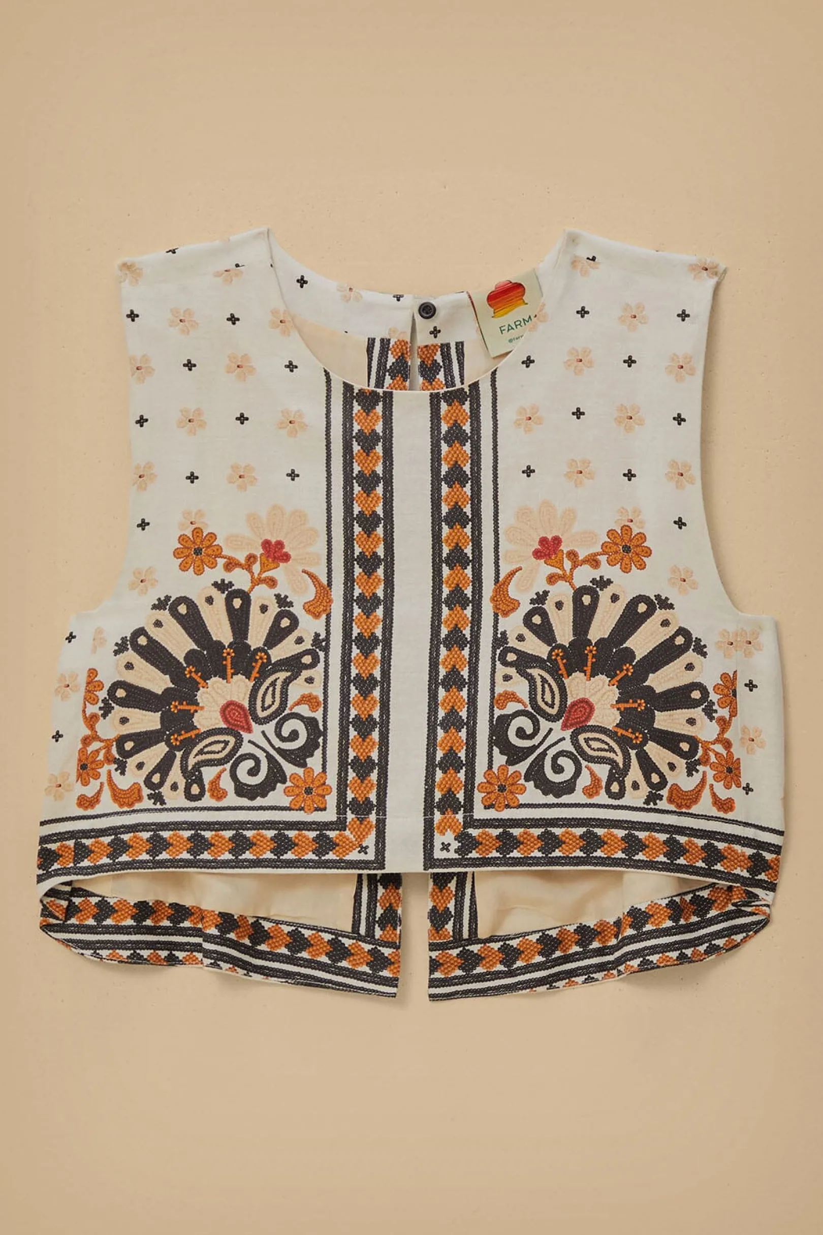 FARM Rio FLOWER FAN TAPESTRY OFF-WHITE CROPPED Store