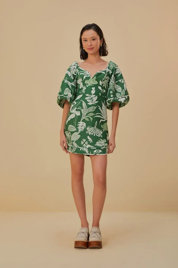 FARM Rio FOREST SOUL GREEN SHORT SLEEVE MINI DRESS Outlet