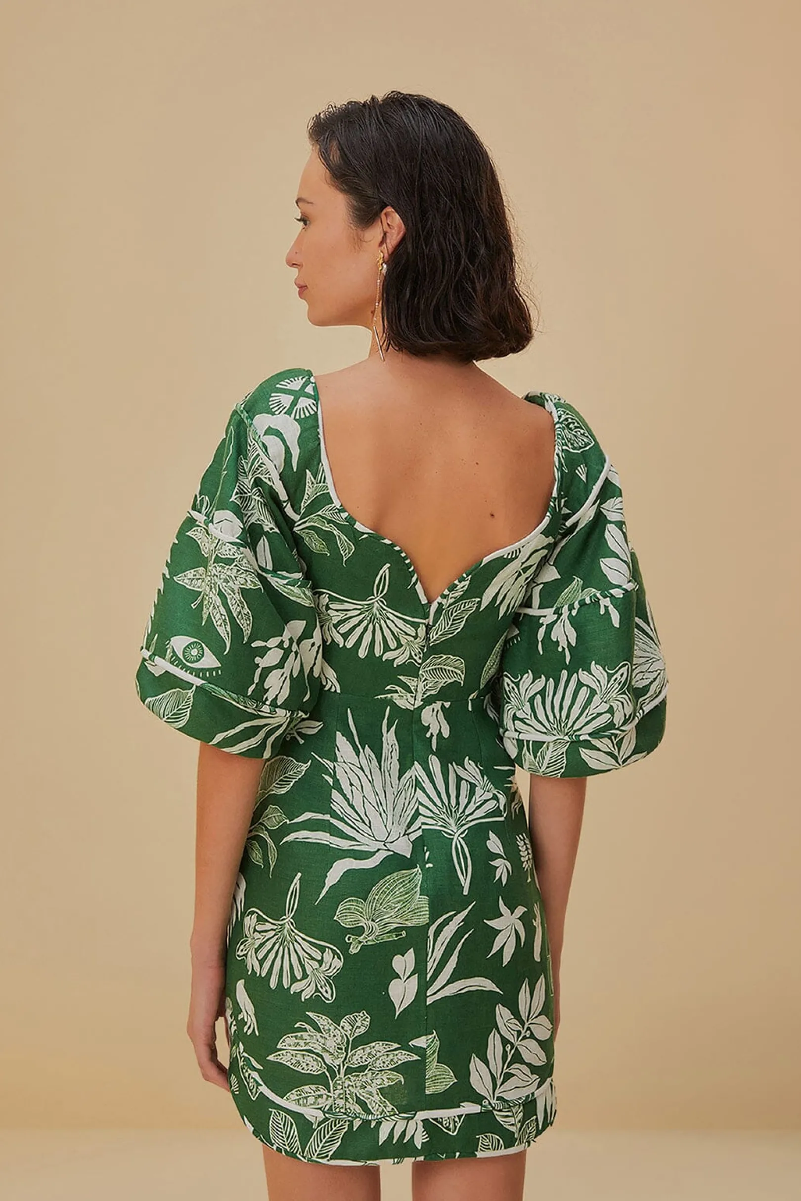 FARM Rio FOREST SOUL GREEN SHORT SLEEVE MINI DRESS Outlet