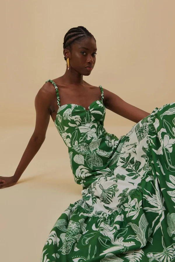 FARM Rio FOREST SOUL MIX MIDI DRESS Best