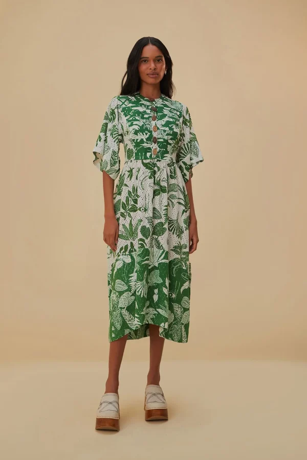 FARM Rio FOREST SOUL SHORT SLEEVE MIDI DRESS New