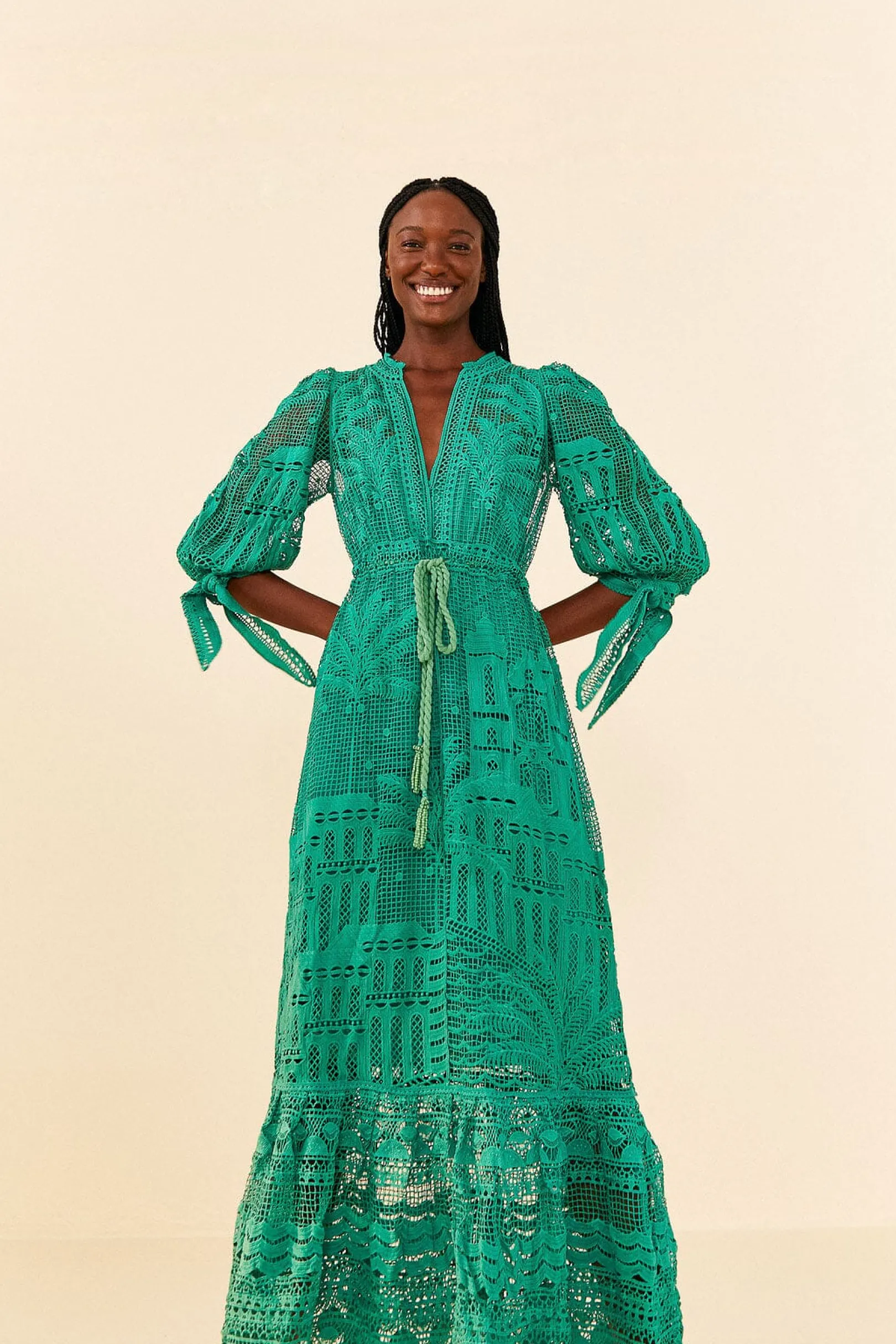 FARM Rio GREEN MORADA BOA GUIPURE DRESS Shop