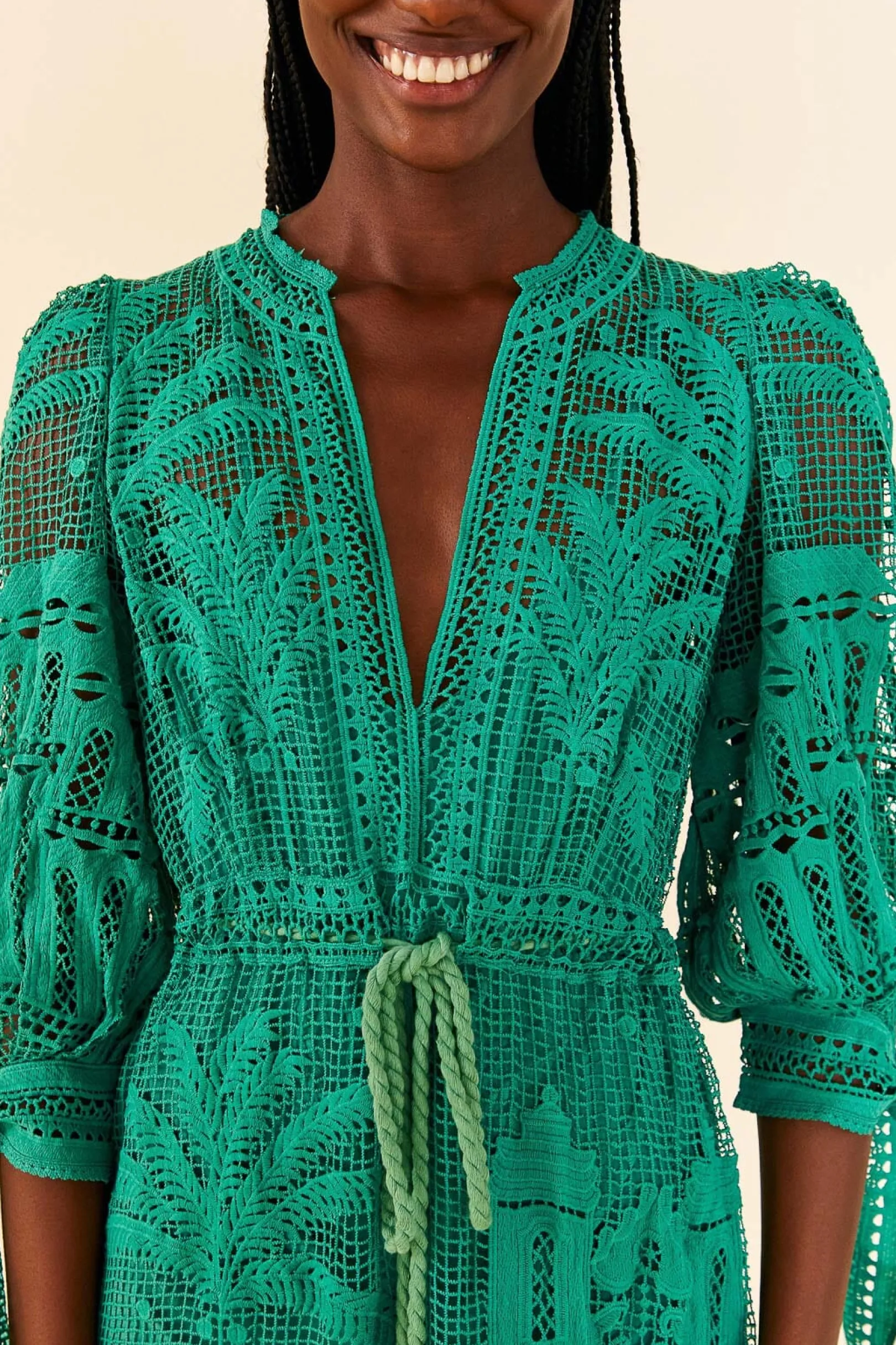 FARM Rio GREEN MORADA BOA GUIPURE DRESS Shop