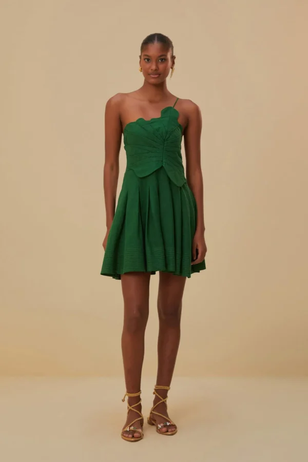 FARM Rio GREEN ONE SHOULDER LEA MINI DRESS Fashion
