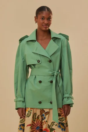 FARM Rio GREEN SHORT TRENCH COAT Discount