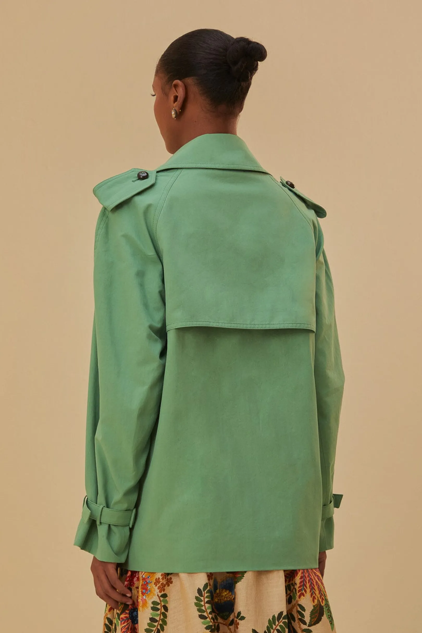 FARM Rio GREEN SHORT TRENCH COAT Discount