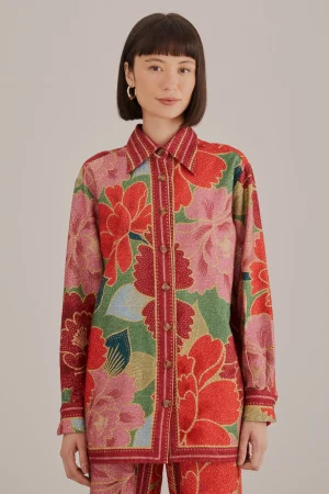 FARM Rio GREEN SOLAR CHITA LONG SLEEVE SHIRT Shop