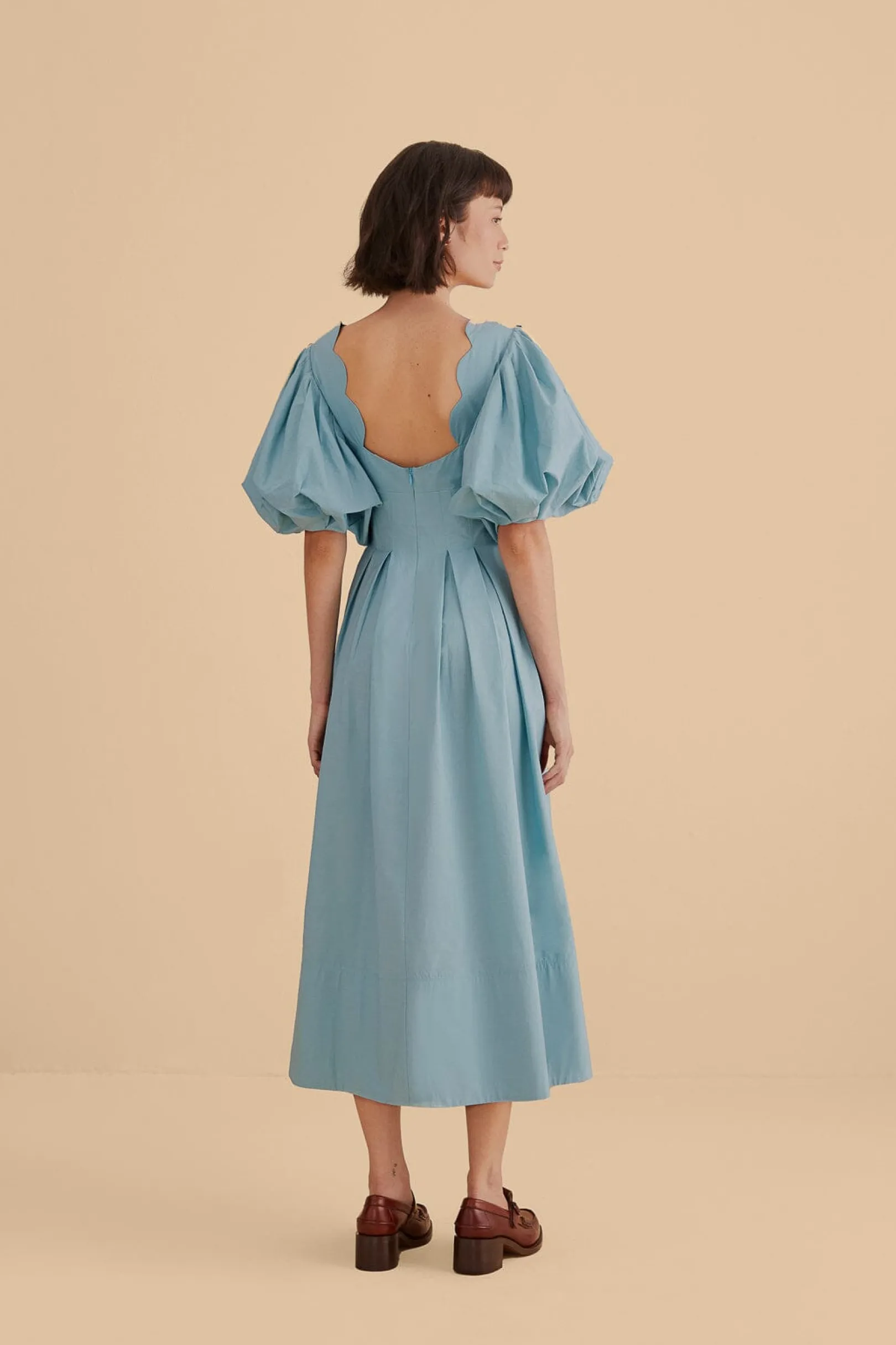 FARM Rio GREY BLUE CUT OUT MIDI DRESS Sale